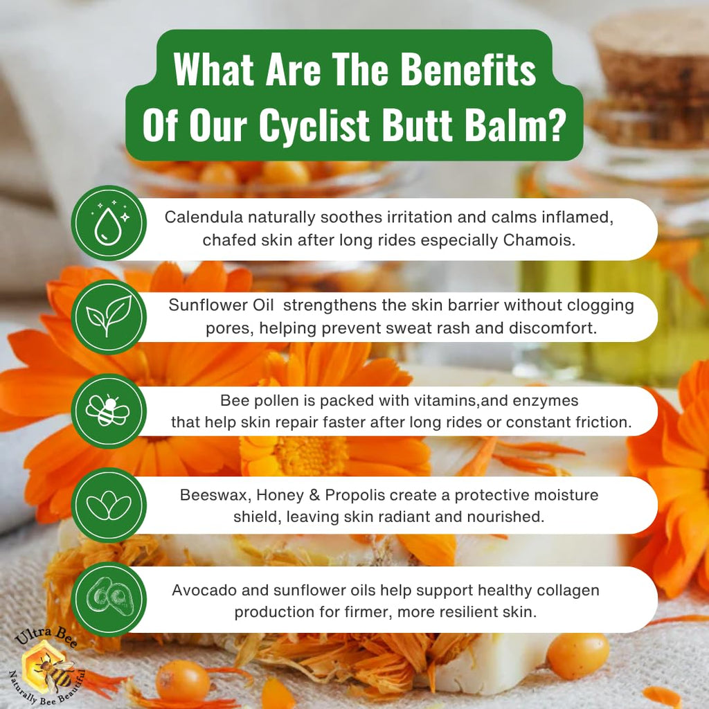 Ultra Bee 100% Natural Anti Chafe Balm 100ml – Propolis & Calendula Chamois Cream for Men & Women – Prevents & Soothes Chafing for Cycling, Running & Sensitive Areas