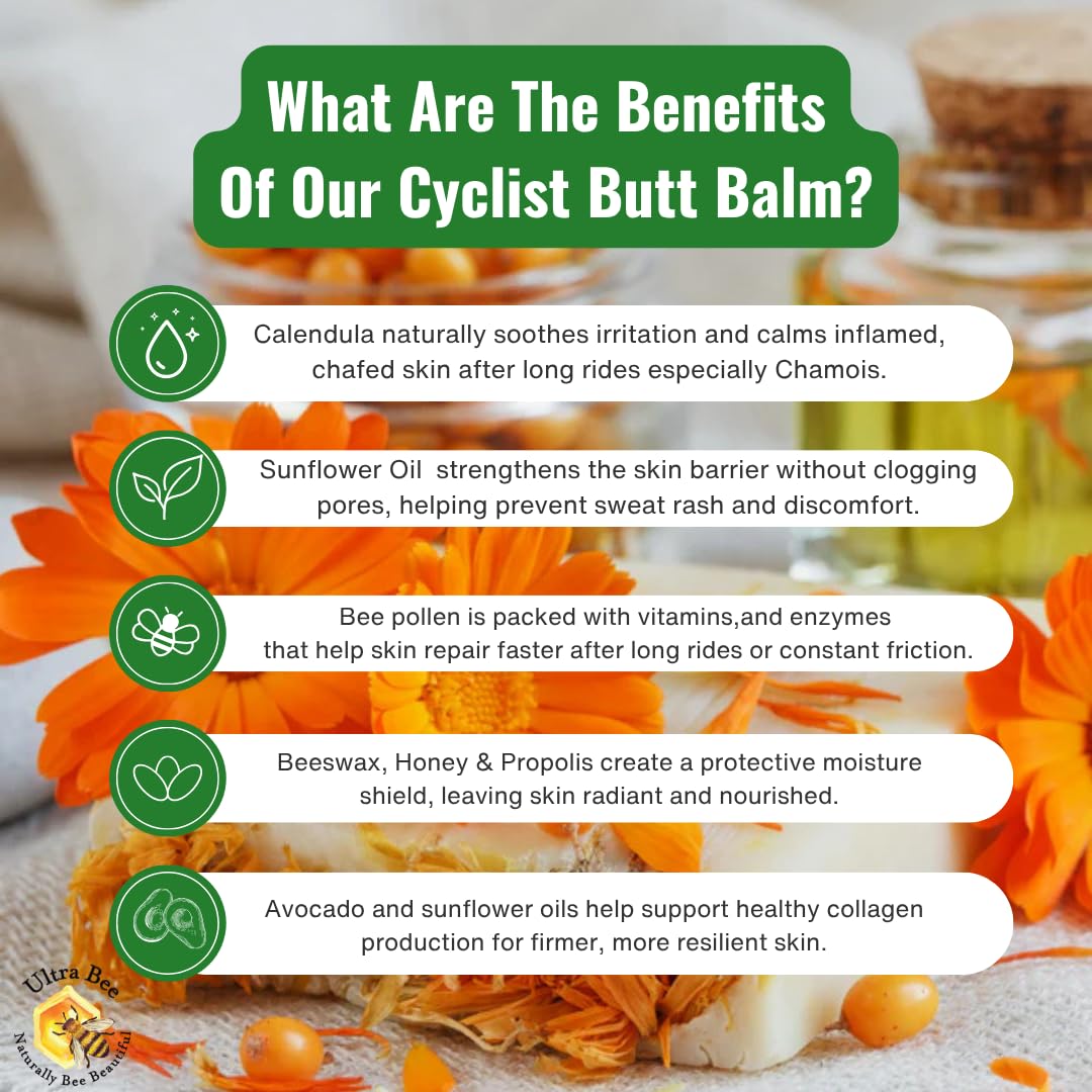 Ultra Bee 100% Natural Anti Chafe Balm 100ml – Propolis & Calendula Chamois Cream for Men & Women – Prevents & Soothes Chafing for Cycling, Running & Sensitive Areas