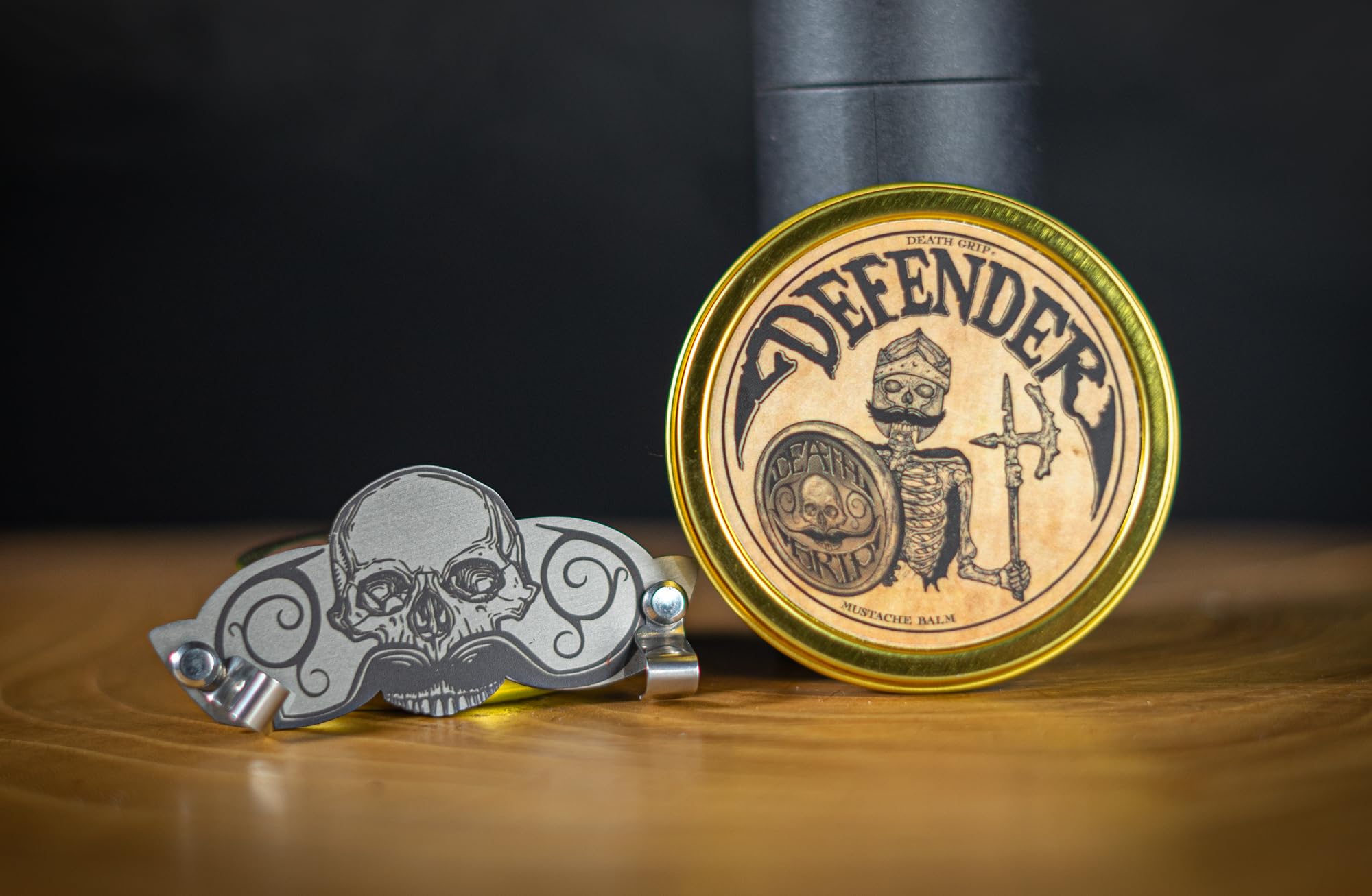 THE VINTAGE GROOMING CO. Defender Mustache Balm and Defender Mustache Guard Set | 2oz Mustache Balm & Mustache Drinking Protector