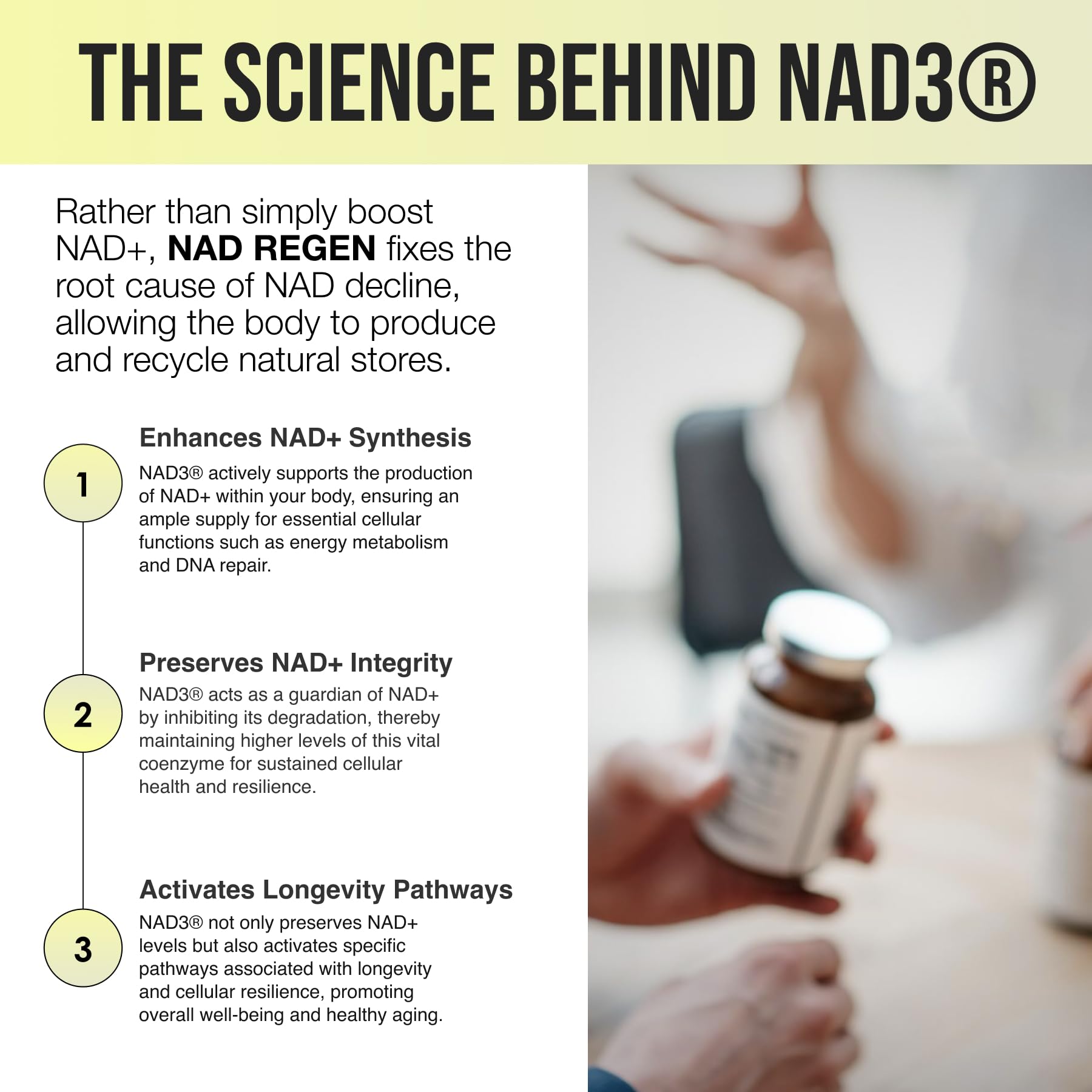 BIOSTACK NAD Regen | NAD3 Supplement with Yüth Spermidine, Resveratrol & Niacinamide | NMN Alternative for Energy, Anti-Aging & Longevity | 30 Day Supply