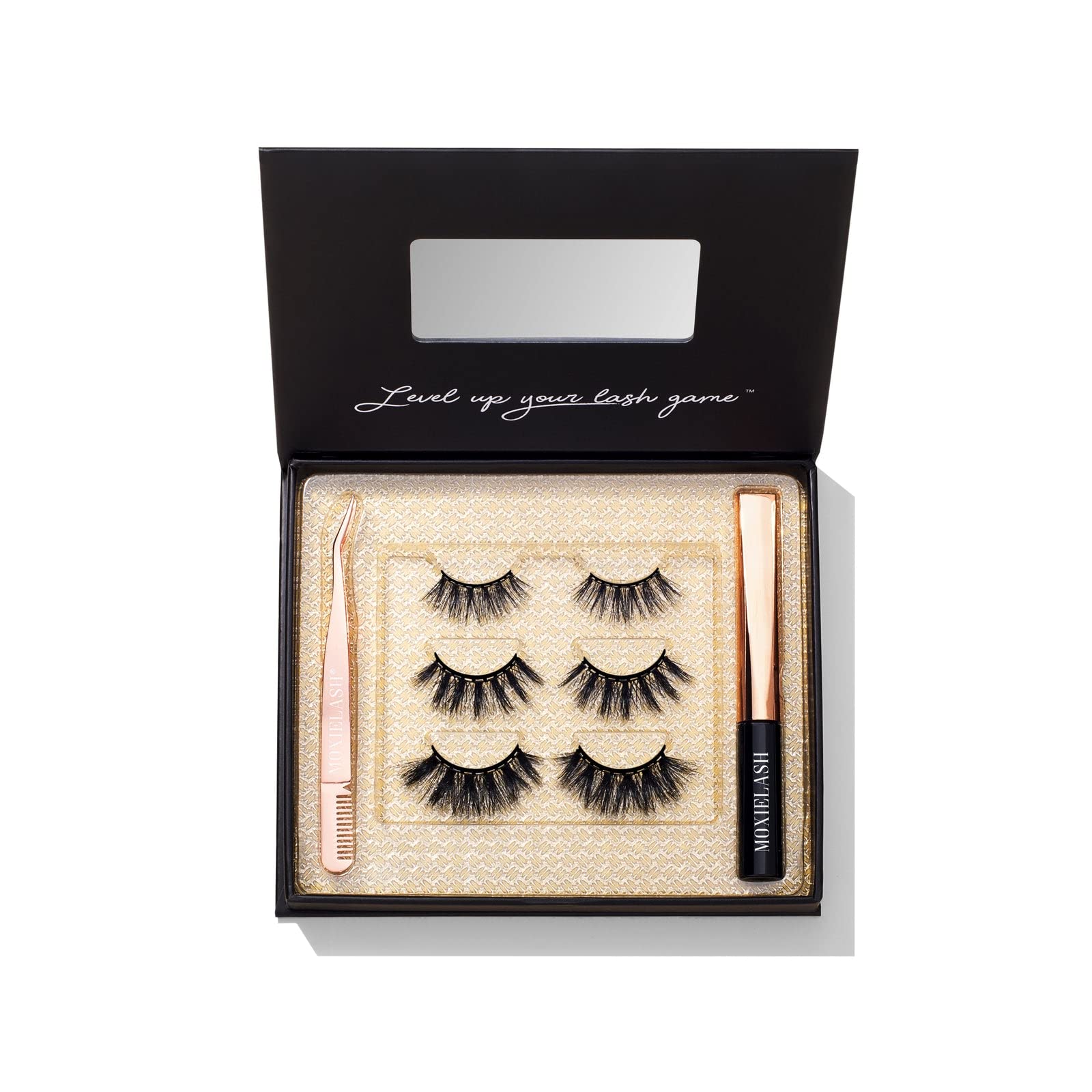 MoxieLash - Dramatic Kit - Liquid Magnetic Eyeliner, Three Sets of Premium Magnetic Lashes - Sassy, Money and Bossy Lash Sets - Up to 90 Wears - No Glue & Mess Free