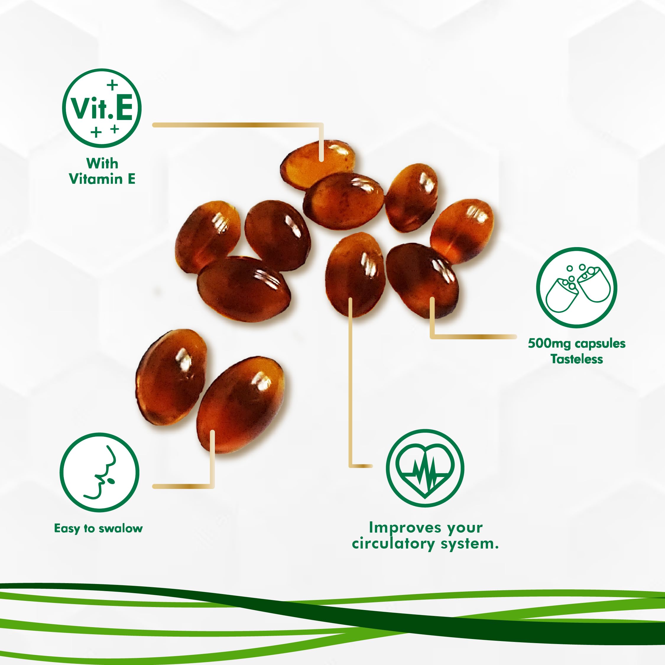 Propolis Health Propolis Capsules 1000mg-Daily with Vitamin E Per dose - Pure Brazilian Green Propolis Extract - Immune Booster 50 Days Supply -100 Capsules