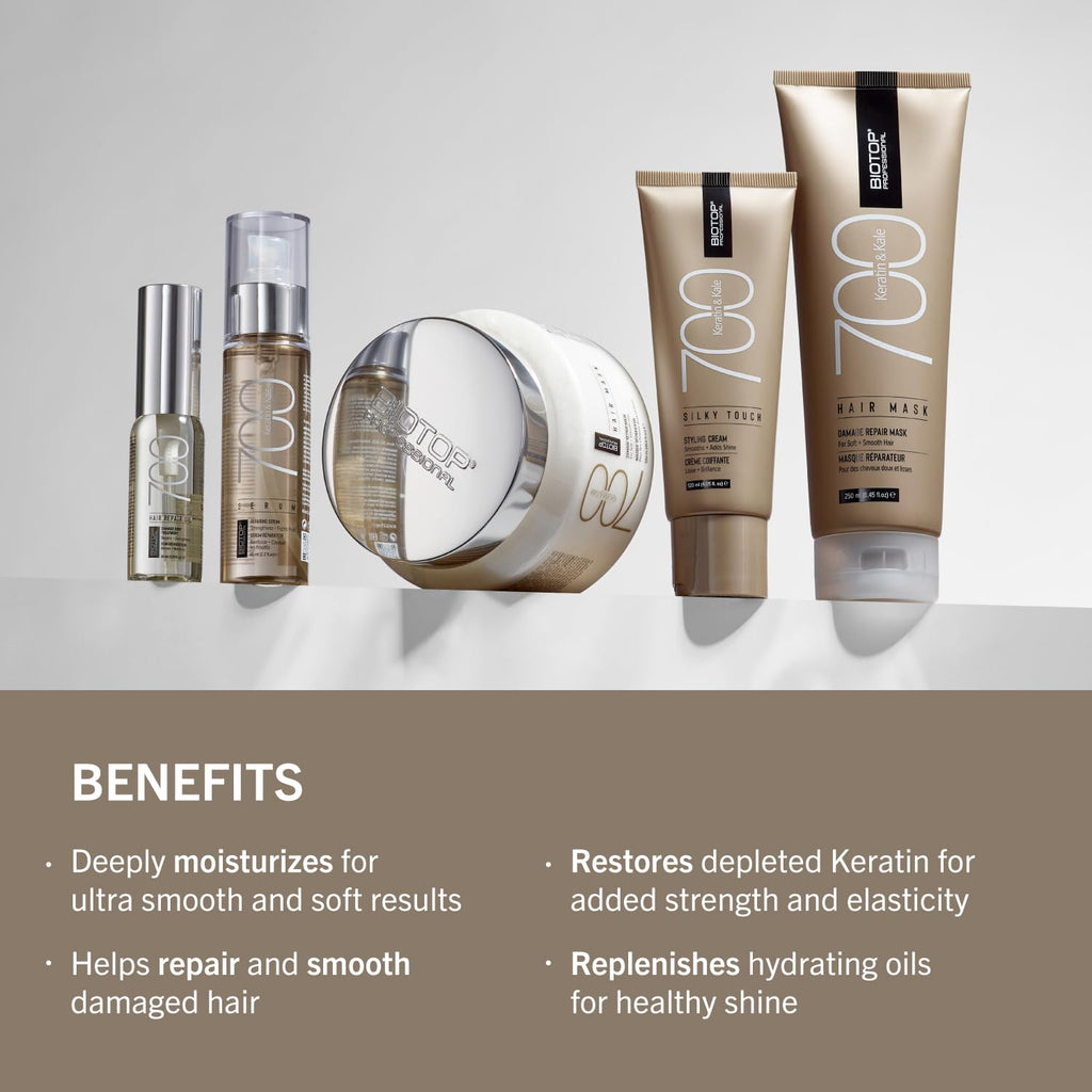 Biotop Professional 700 Keratin + Kale Hair Shampoo - Damaged Hair Repair Rich in Vitamins A, C + K - Fights Frizz & Reduces Breakage in Coarse, Thick Hair - 16.9 oz