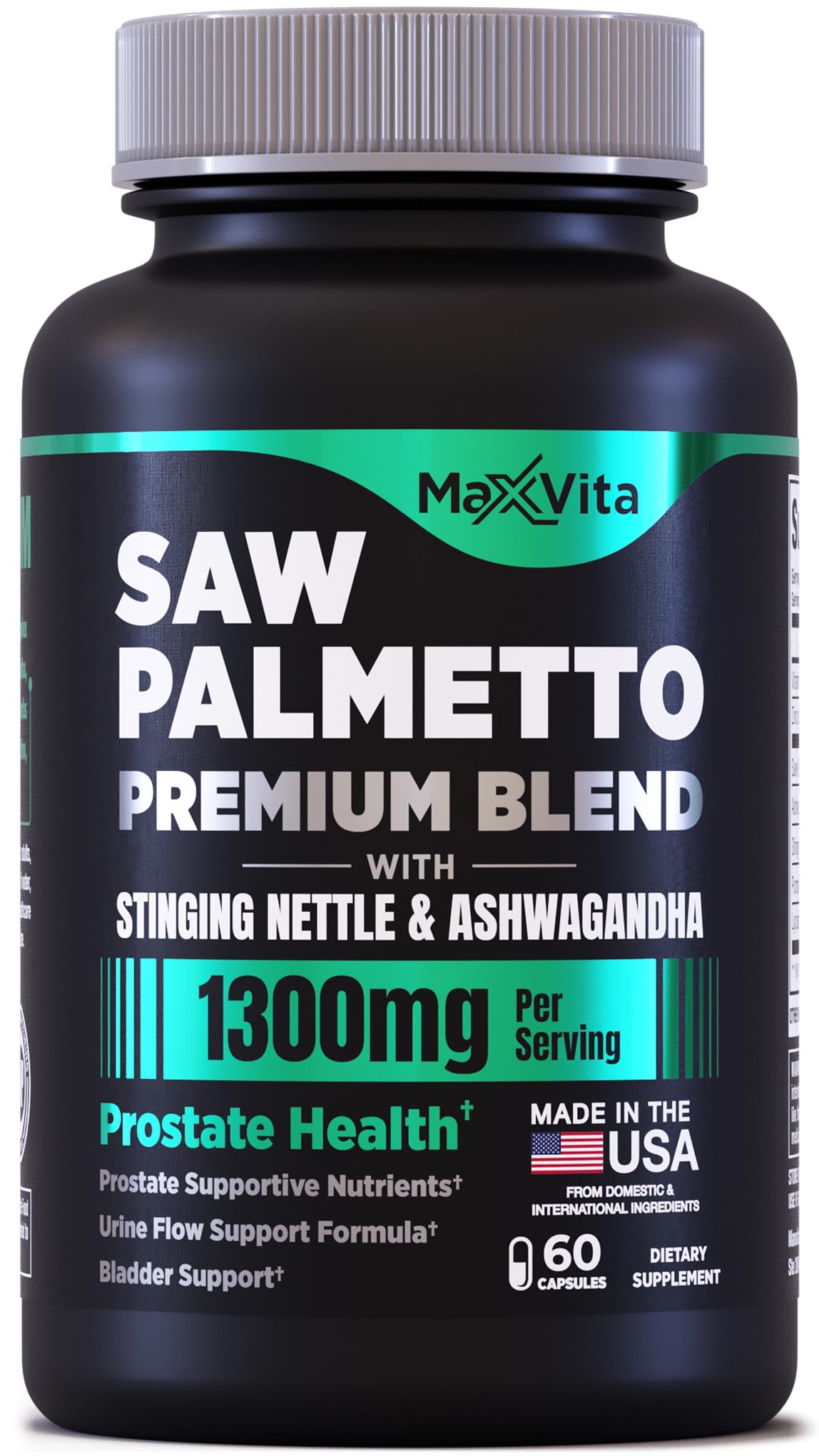MaxVita Prostate Premium - Saw Palmetto for Men, Stinging Nettle, Ashwagandha, Lycopene, Bladder & Urinary Relief, Prostate Supplement for Men, 60ct