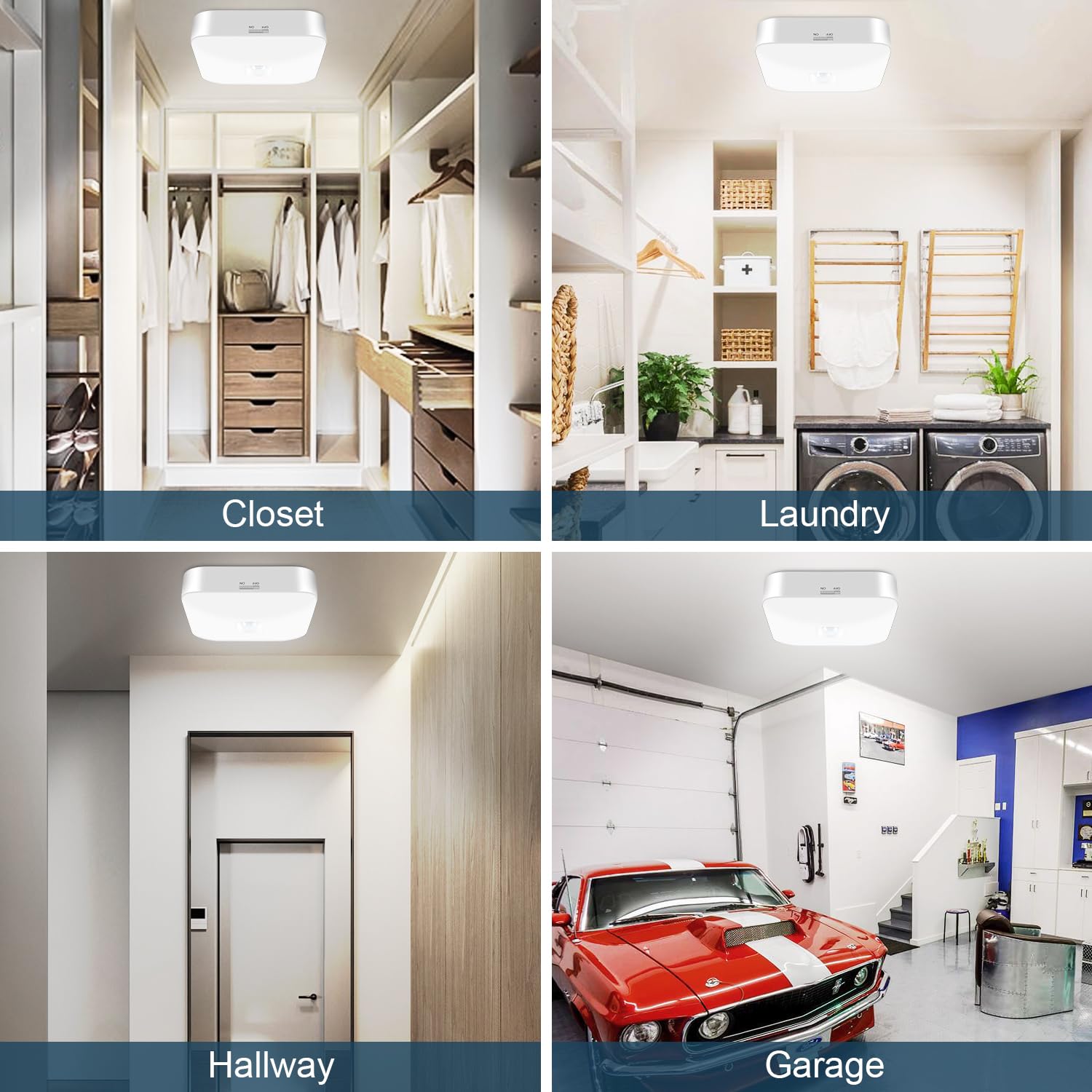 WhitePoplar - Rechargeable Closet Light with Motion Sensor, Battery Operated Rechargeable Cordless 500LM Motion Activated Light for Shower, Stairs, Hallway, Pantry, Porch,