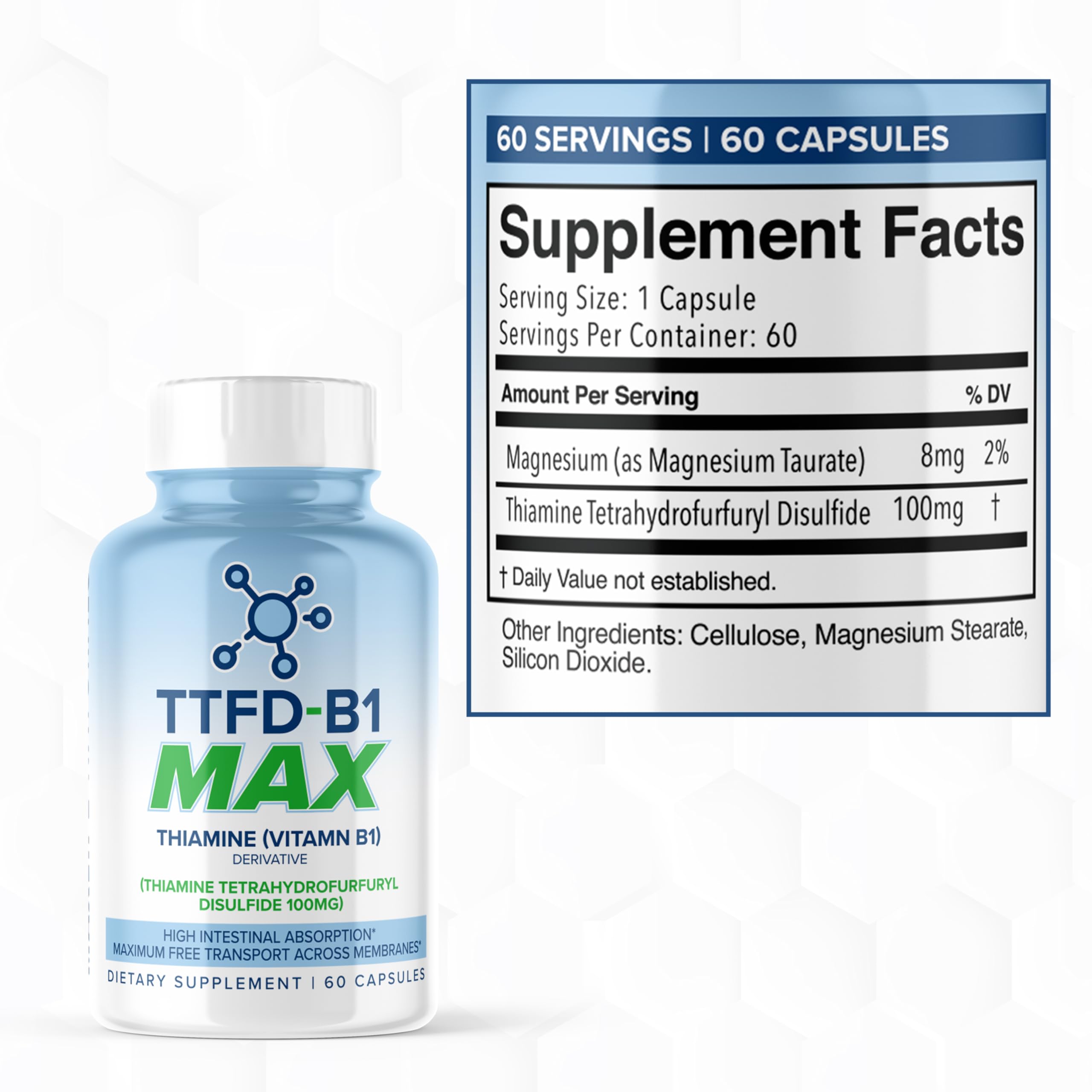 MAXLIFE NATURALS TTFD Thiamine B1 Supplement – 60 Capsules, High Potency Vitamin B1 Thiamine Supplement for Focus, Supports Optimal Nerve Function, TTFD-B1 Max Formula with Magnesium, Made in USA