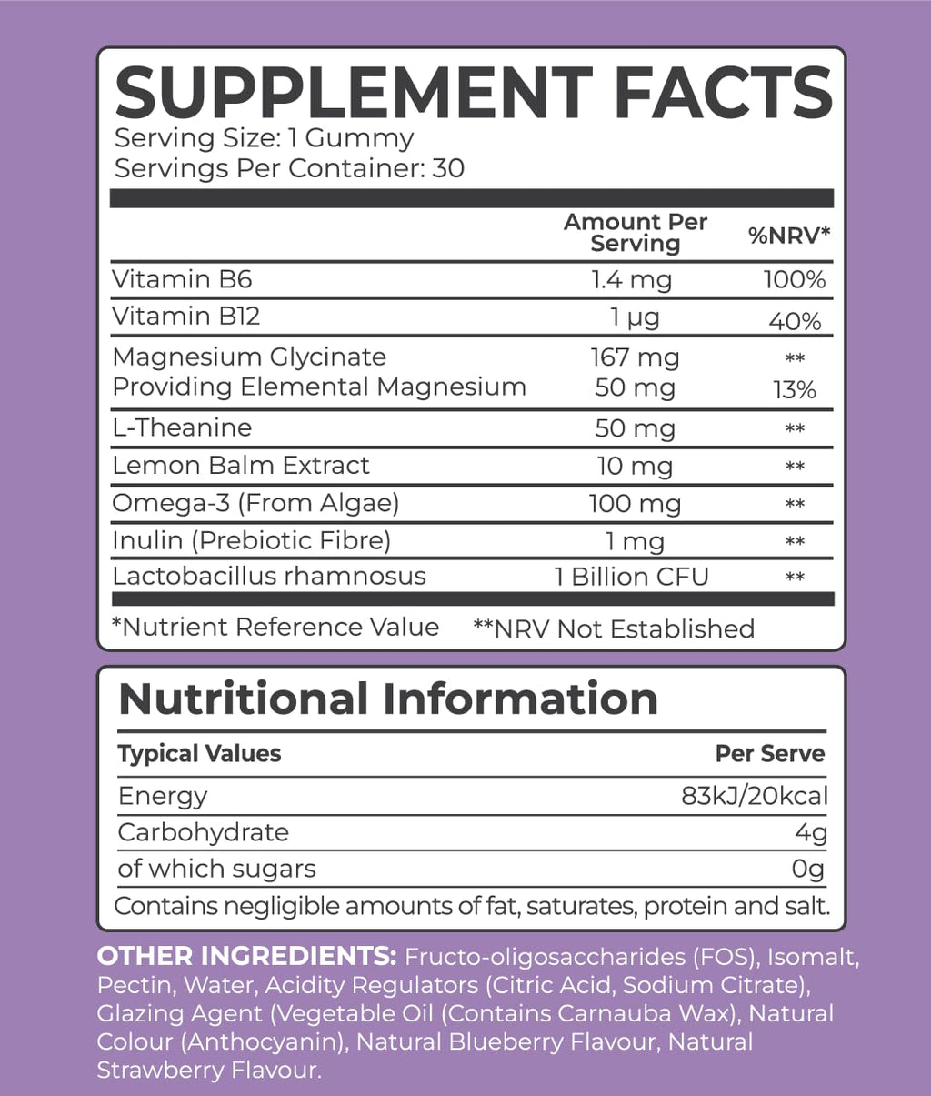 Kids L Theanine Gummies – 50mg with Magnesium Glycinate & Prebiotics to Improve Kids Concentration & Focus | Sugar-Free, Vegan & Chewable | Ages 3+ | Berry Flavour | 1 Month Supply