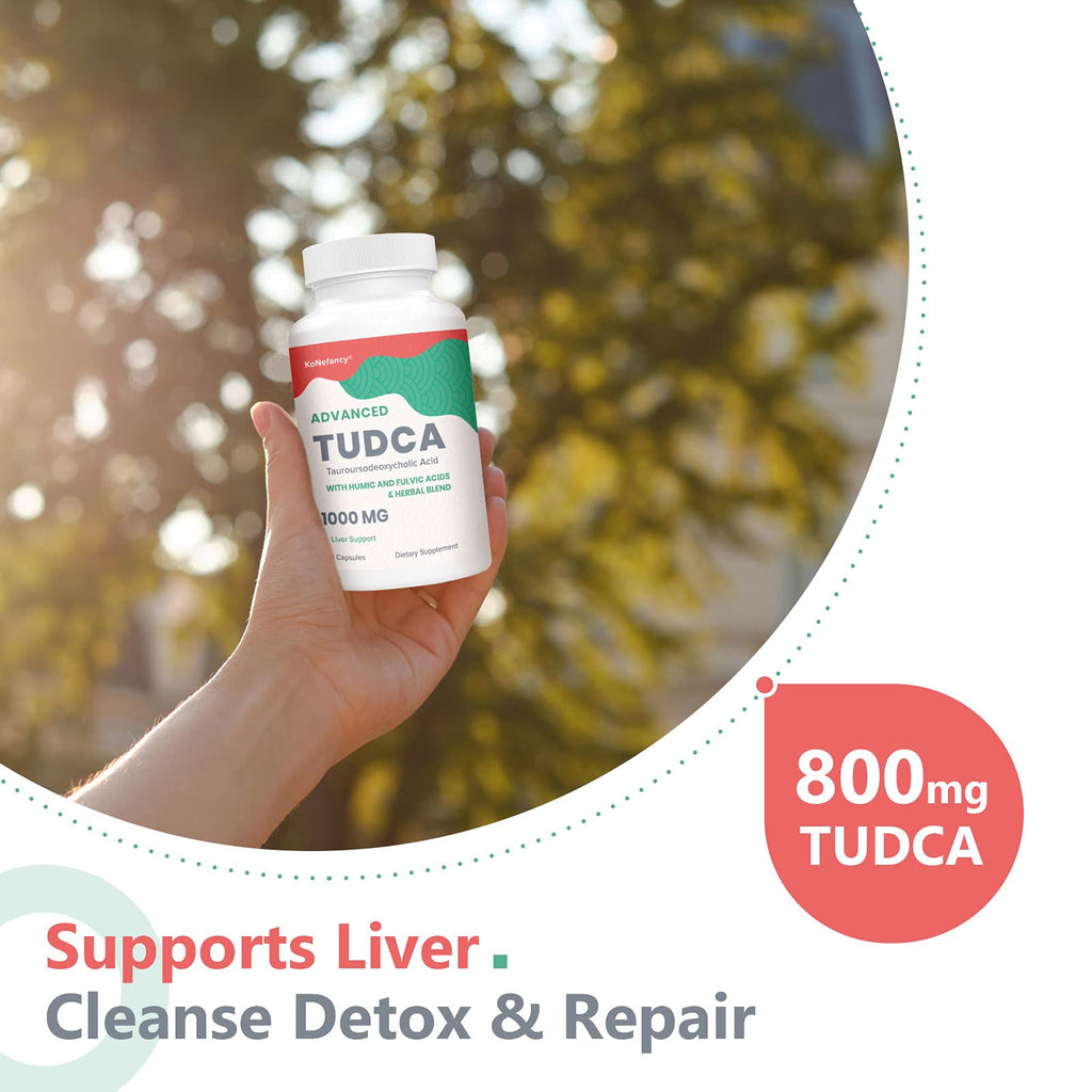 KoNefancy TUDCA Liver Supplements 1000 mg-Bile Salts for Liver Detox-Milk Thistle Herbal Blend with Fulvic and Humic Acid for Liver,Digestive Health,60 Vegan Capsules