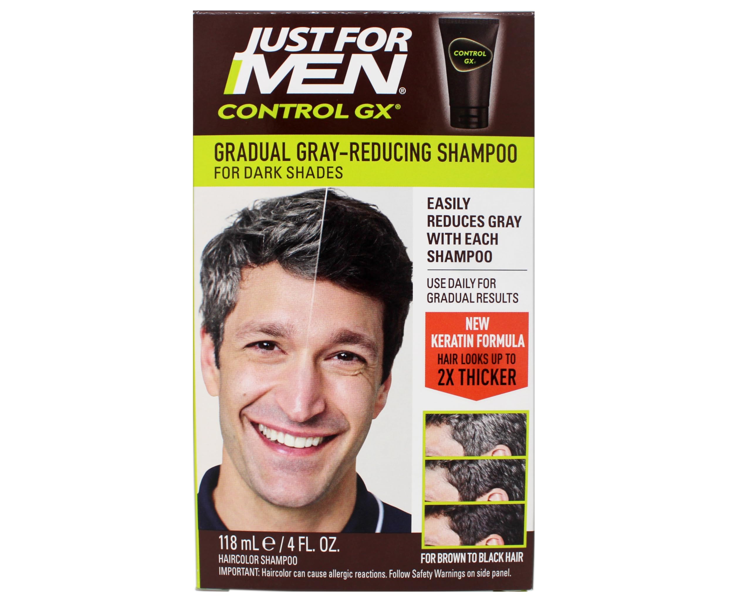 Just for men Control GX, Grey Reducing Shampoo for Grey Hair – All Shades, 147 ml