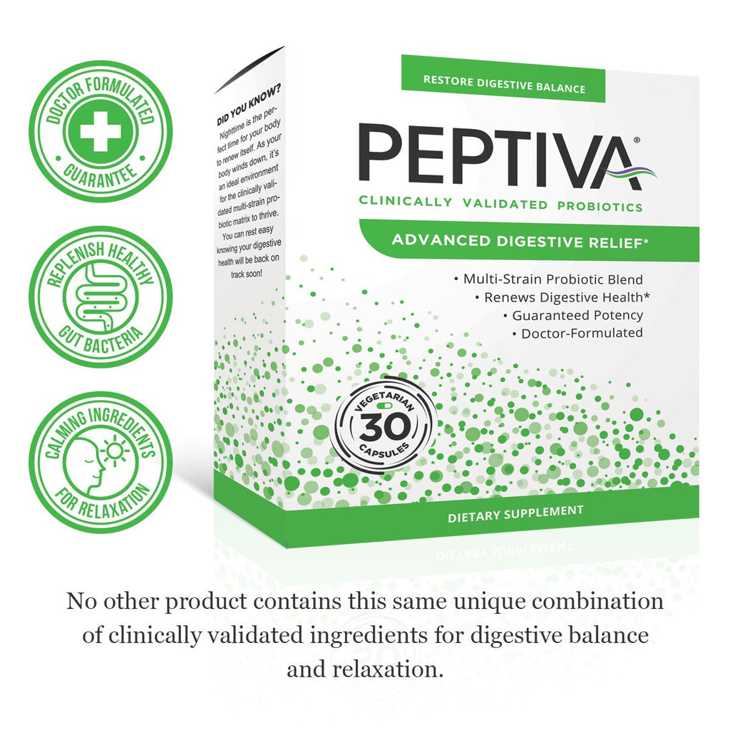 Peptiva Advanced 50 Billion CFU Probiotic - Digestive Relief - Clinically Validated, Premium Probiotic, 30ct