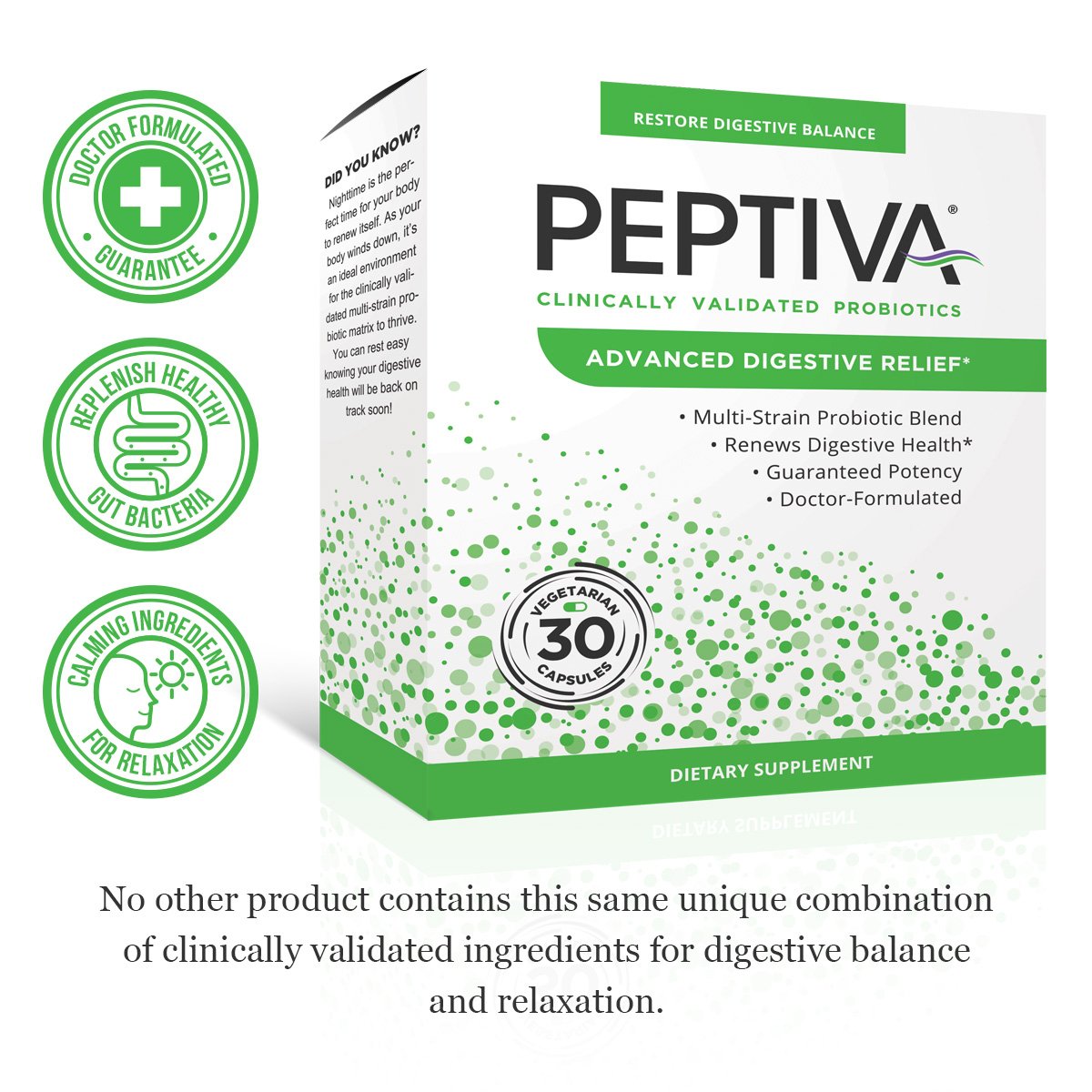 Peptiva Advanced 50 Billion CFU Probiotic - Digestive Relief - Clinically Validated, Premium Probiotic, 30ct