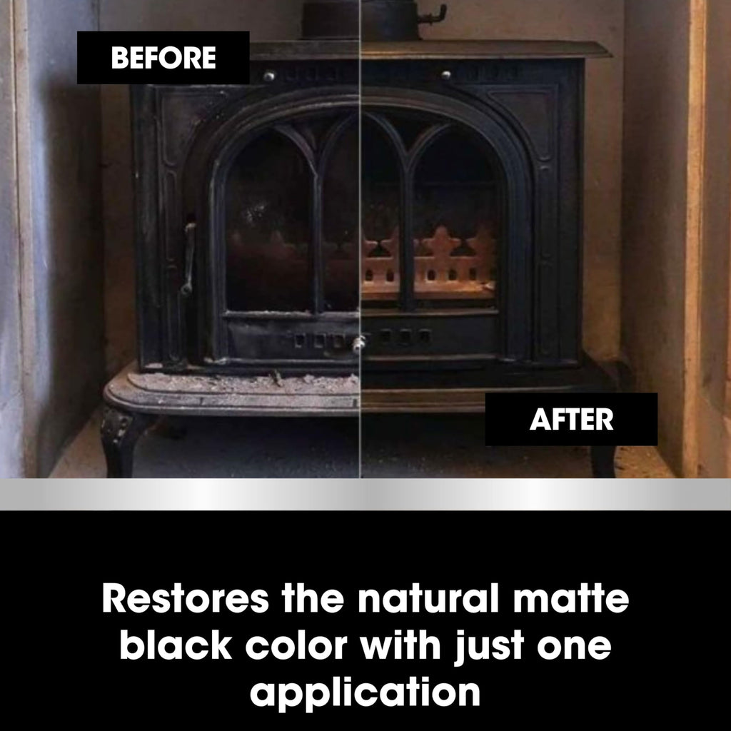 Furniture Clinic Stove Care Kit – Clean & Restore Log Burners, Grates, & Fireplaces | Removes Soot & Dirt | One Bottle Glass & Metal Cleaner + Stove Polish | 500ml / 17 Fl Oz Each Bottle