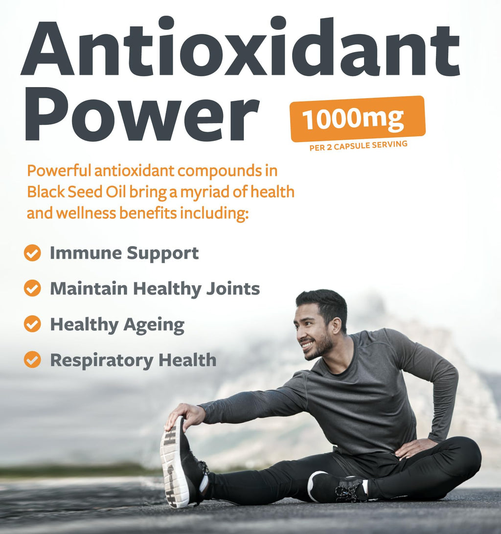 Black Seed Oil - 180 Softgel Capsules (Non-GMO & Vegan) Premium Cold-Pressed Nigella Sativa Producing Pure Black Cumin Seed Oil with Vitamin E - 500mg Each, 1000mg Per 2 Capsule Serving