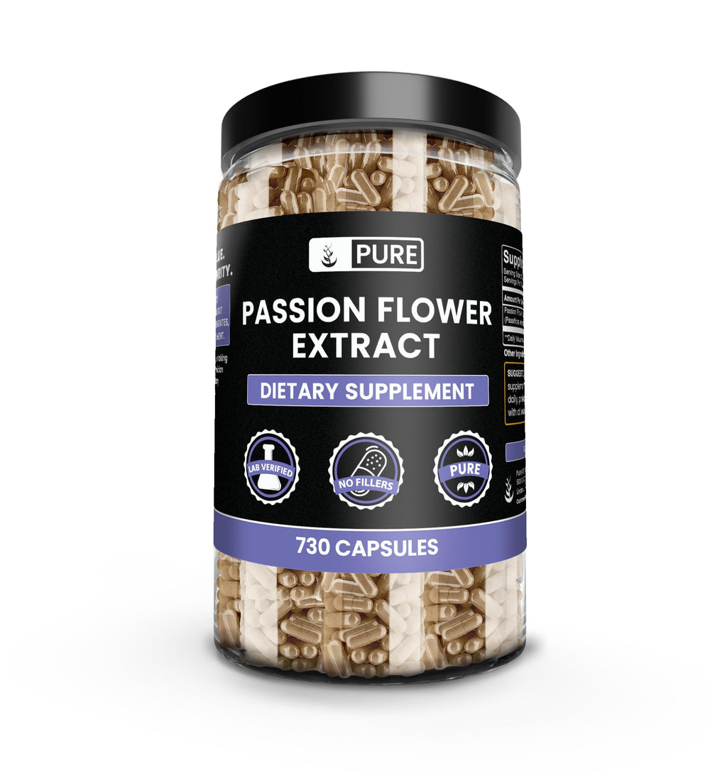 PURE ORIGINAL INGREDIENTS Passion Flower Extract (730 Capsules) No Magnesium Or Rice Fillers, Always Pure, Lab Verified