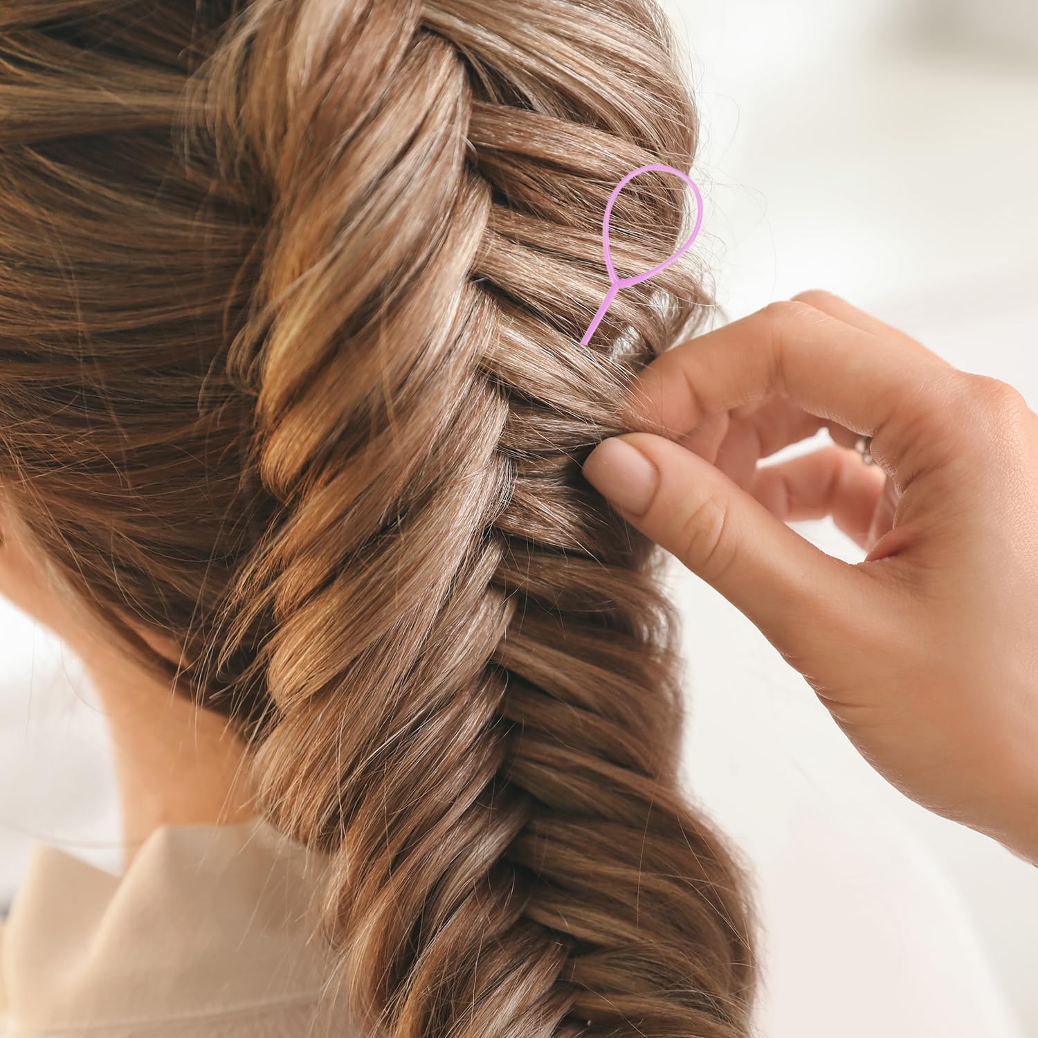 Acooruiteng Topsy Tail Kit - Hair Braiding Tool, French Braid Loop, Pull Through, Styling Tool with Rat Tail Comb and Rubber Bands (6 Pcs)