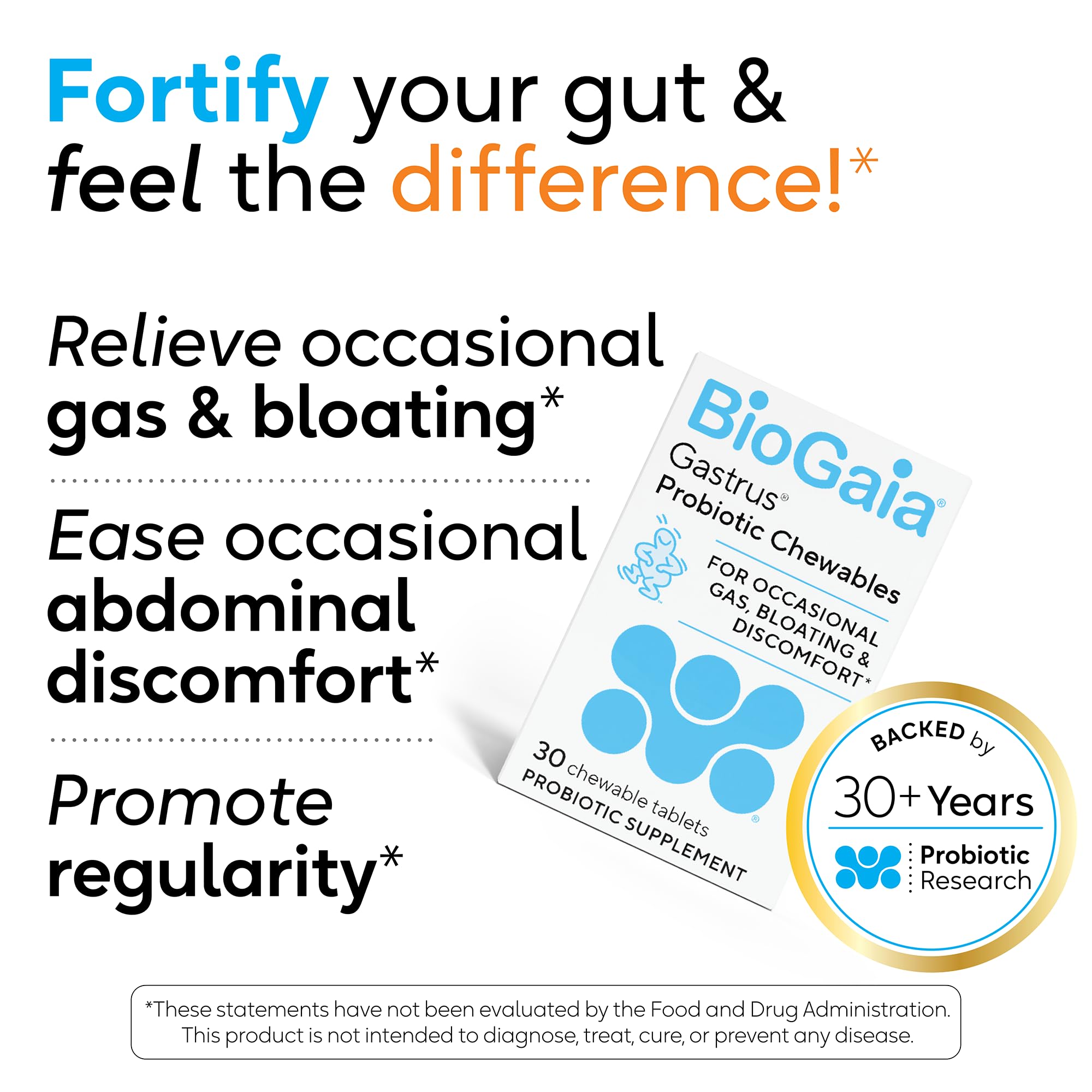 BioGaia Gastrus Gut Health Probiotic | Eases Abdominal Discomfort, Gas & Bloating | Promotes Regularity & a Healthy Gut | Contributes to a Balanced Microbiome | Backed by 30 Years of Research | 2-Pack