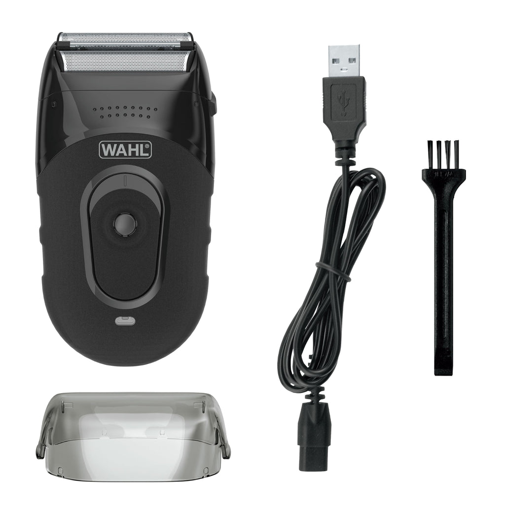 Wahl Compact Rechargeable Lithium Ion Shaver Kit with Hygienic Rinseable Foils & Cutter Bar with Dual Flexible Foils that Move with the Contours of Your Face - 7065