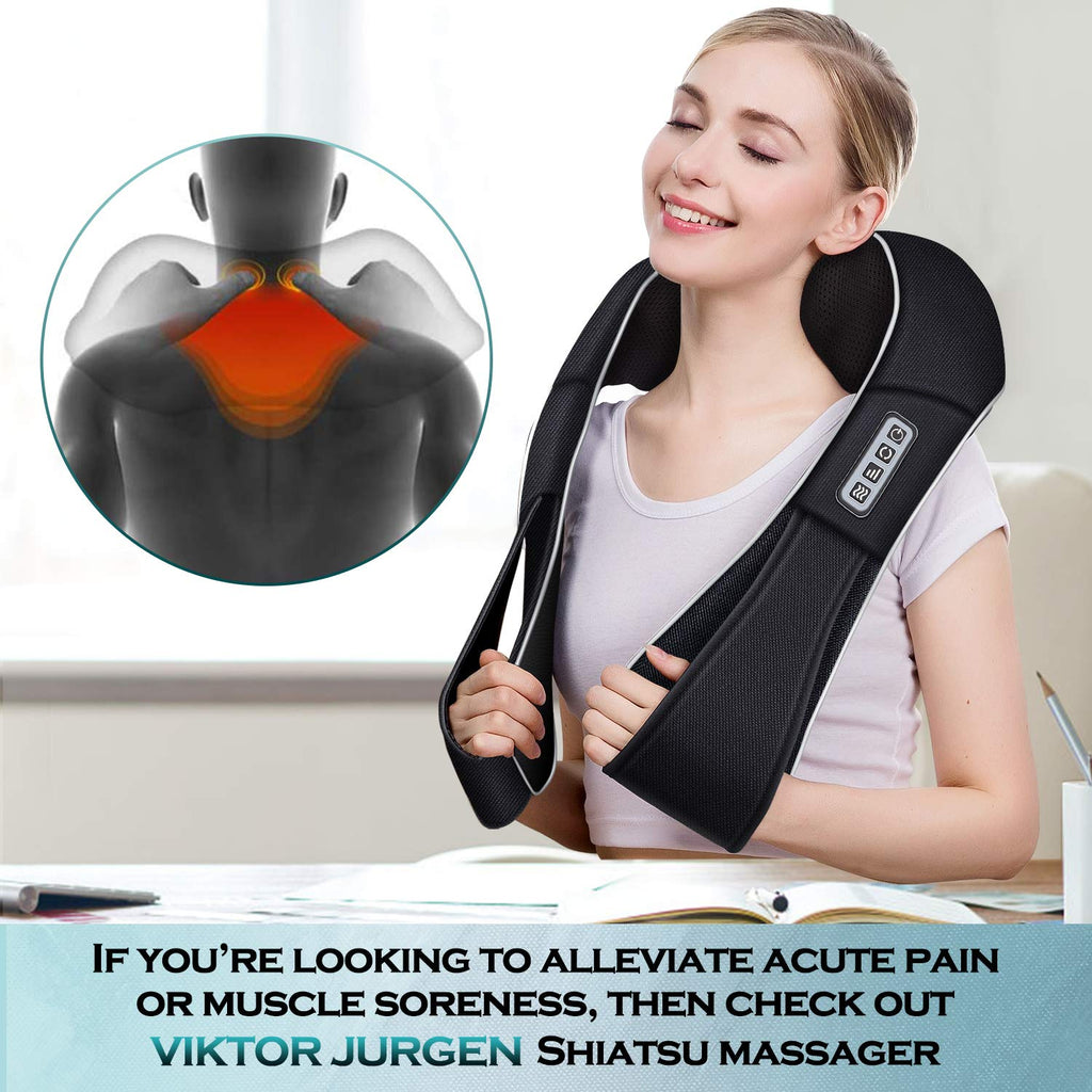 VIKTOR JURGEN Christmas Women Men Gifts, Shiatsu Neck and Shoulder Massager with Heat Deep Tissue Kneading Sports Recovery Massagers for Back, Relaxation Gift for Dad, Mom, Husband, Wife, Him, Her