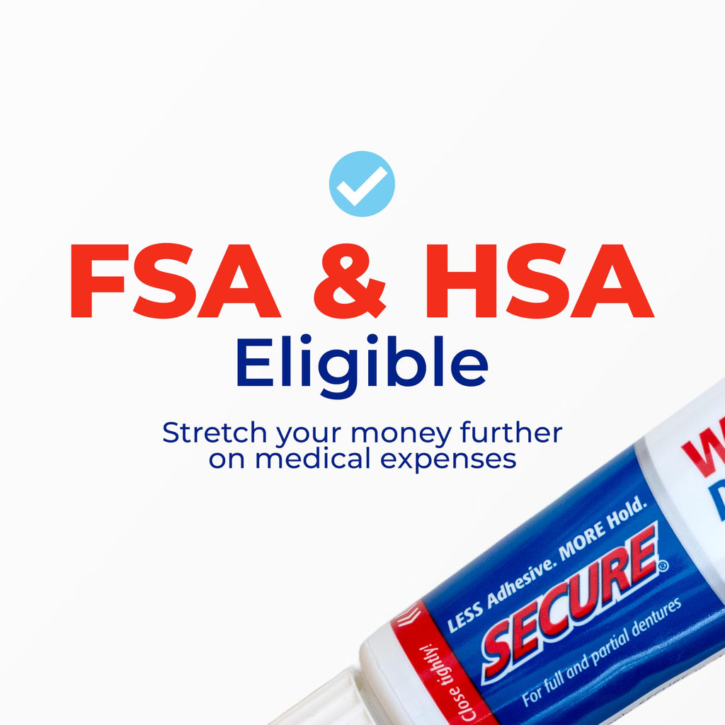 Secure Denture Adhesive Cream for Uppers, Lowers & Partials – Waterproof Seal & Zinc Free – Food Grade Ingredients - Less Adhesive, More Hold - Tube Lasts Up to 8 Weeks - 1.4 Oz (4 Pack)