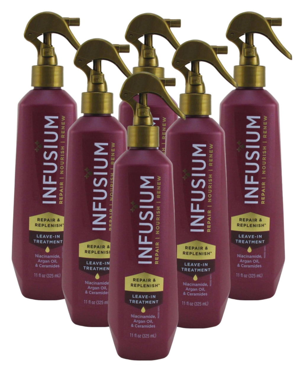 INFUSIUM LEAVE-IN TREATMENT Repair & Replenish, Nourish, Renew Spray with Niacinamide, Argan Oil, Ceramides, 11 FL OZ (6 Pack)