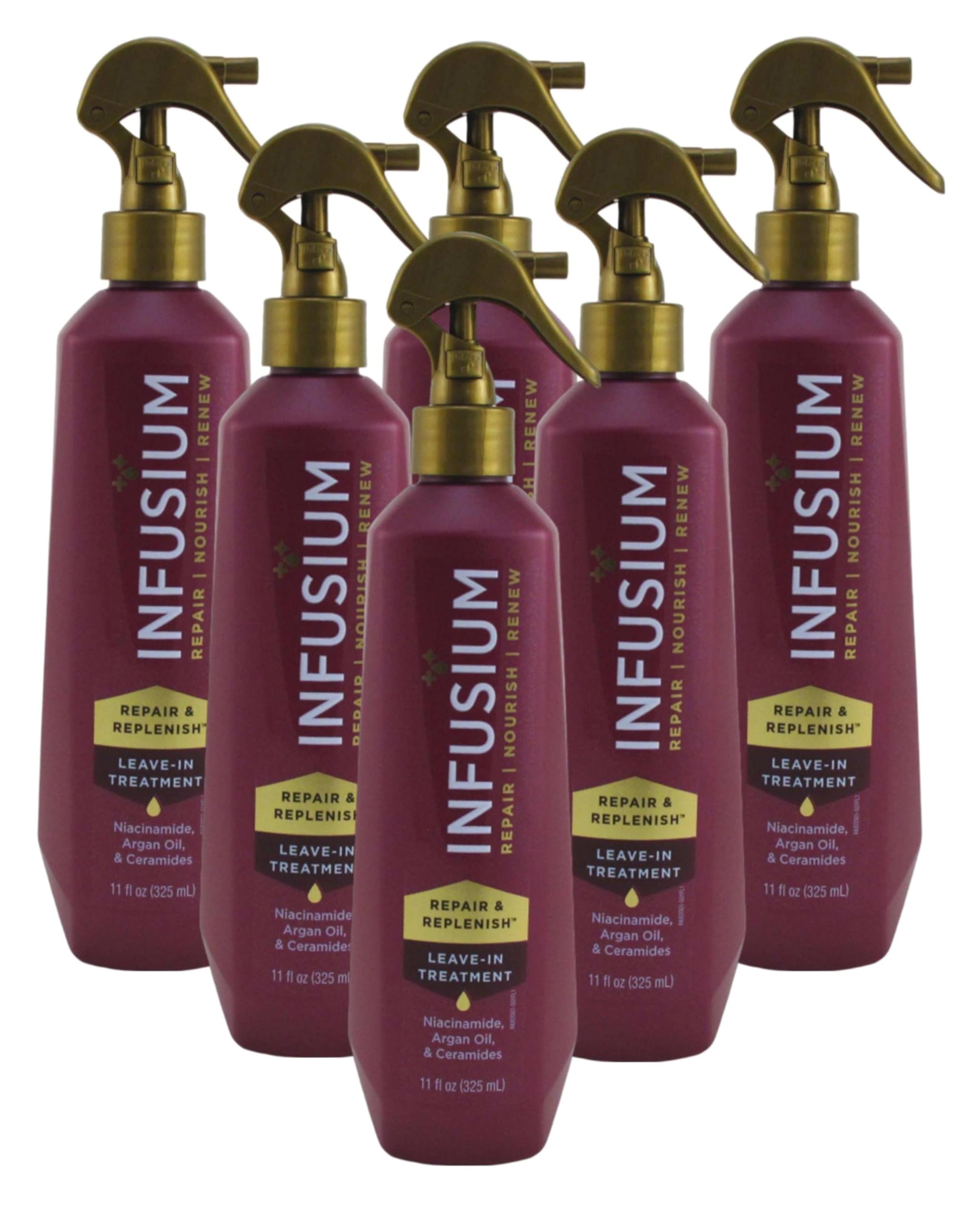 INFUSIUM LEAVE-IN TREATMENT Repair & Replenish, Nourish, Renew Spray with Niacinamide, Argan Oil, Ceramides, 11 FL OZ (6 Pack)