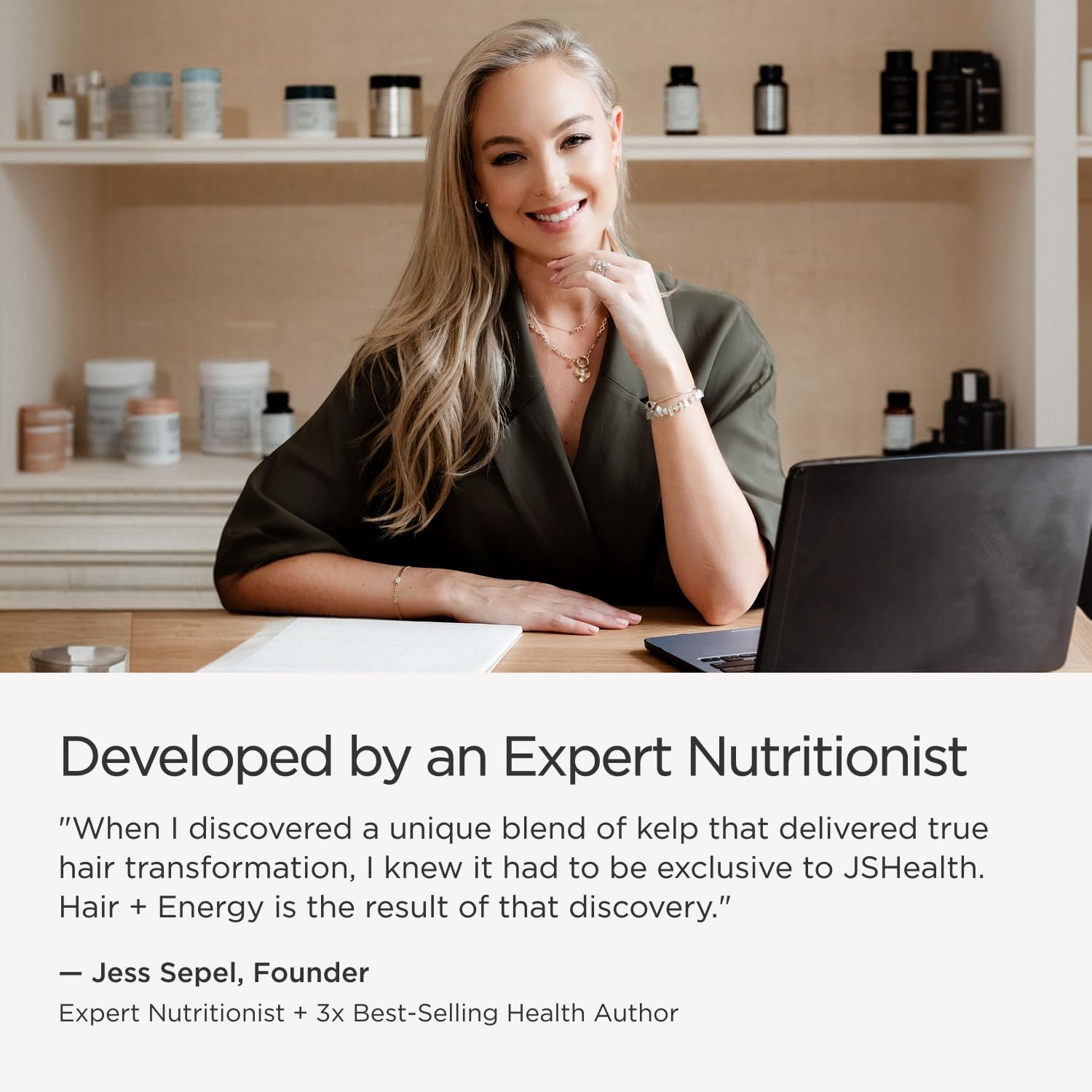 JSHealth Hair Growth Vitamins for Women. Hair + Energy with Kelp Iodine and Zinc. Supports Thickness, Strength, Energy. Nutritionist-Formulated (60 Capsules)