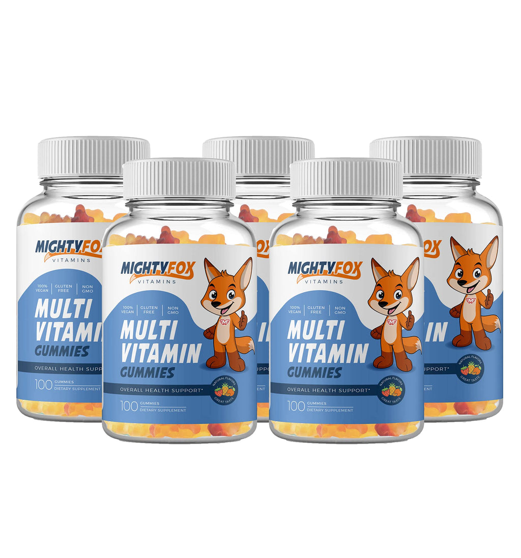 Kids Multivitamin Gummies - Non-GMO, Gluten-Free, Vegan Multivitamin Gummies w/Vitamin C, B3, B5, B6, B12, Zinc (100 Count, 5 Pack) – Fruity Toddler to Teen Gummy Vitamins for Kids