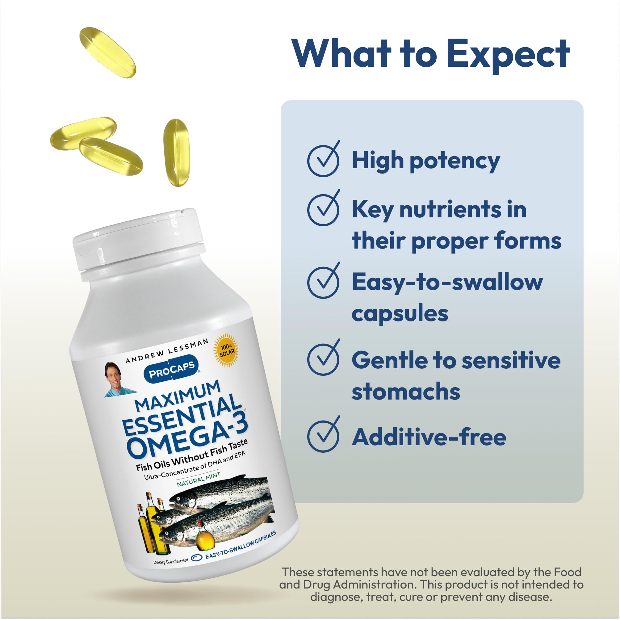 ANDREW LESSMAN Maximum Essential Omega-3 Mint - 180 Softgels - Ultra-Pure, High Potency Omega-3 Oils. High DHA, No Stomach Upset, No Contaminants, No Mercury. Small Easy to Swallow Softgels