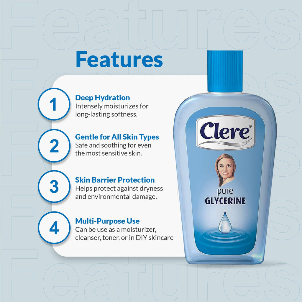 CLERE Pure Glycerine Liquid for Skin Moisturizing, Softening - 6.76 fl oz
