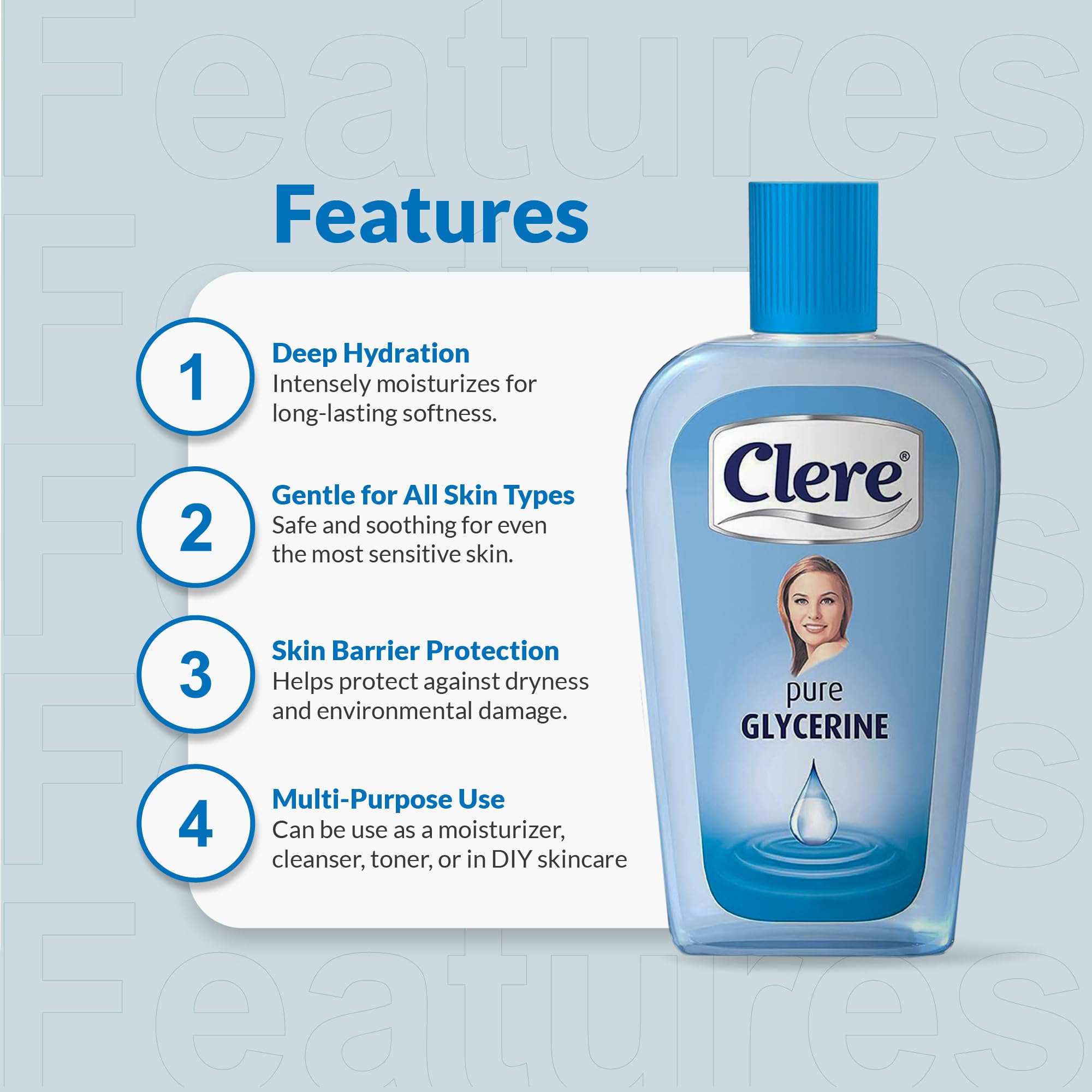 CLERE Pure Glycerine Liquid for Skin Moisturizing, Softening - 6.76 fl oz