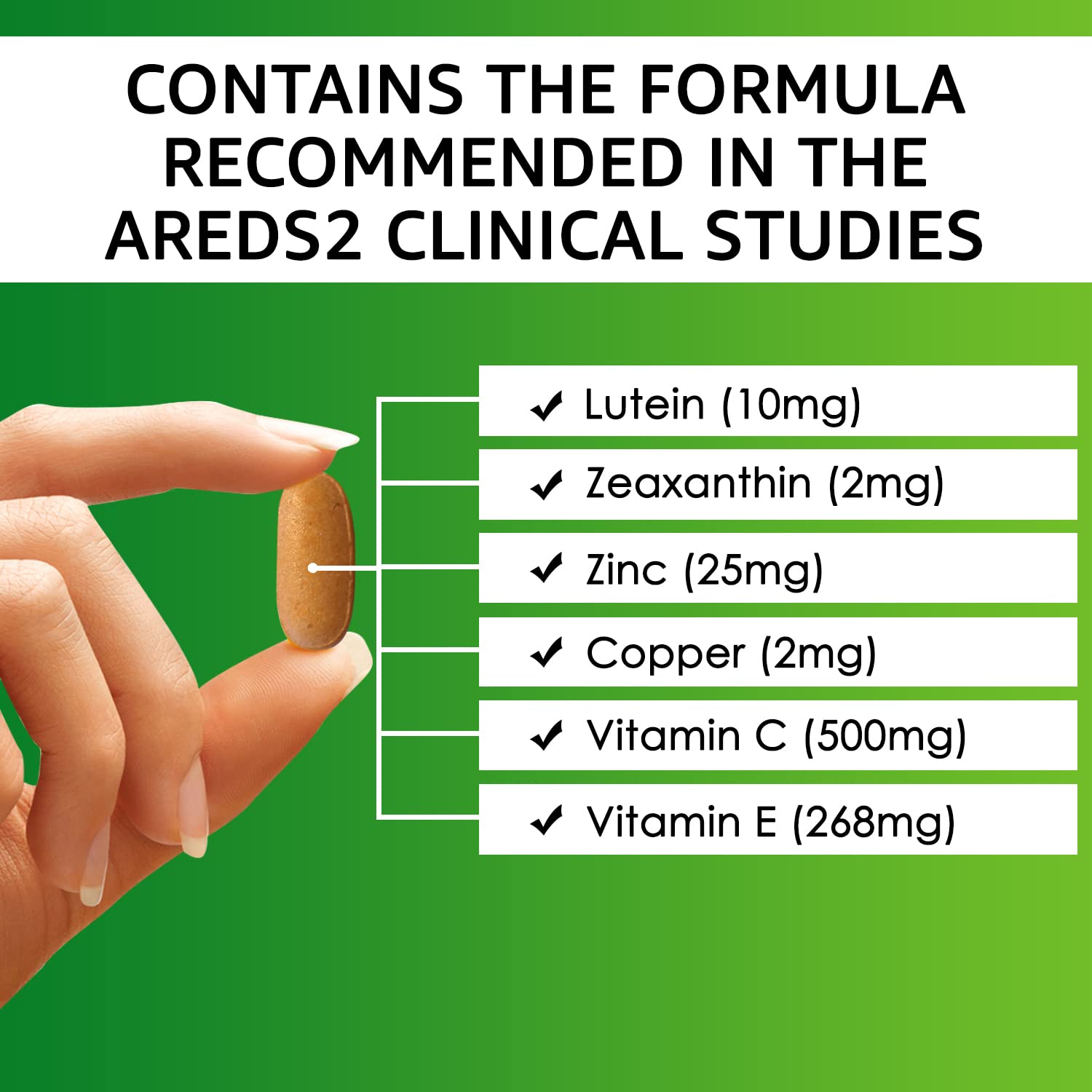 Vision Defender AMD AREDS2 Eye Vitamins – Exact AREDS 2 Formula with Lutein & Zeaxanthin, Vitamins C & E, Zinc 25 mg & Copper – Once Daily Vegan Eye Health Supplement, 90 Tablets