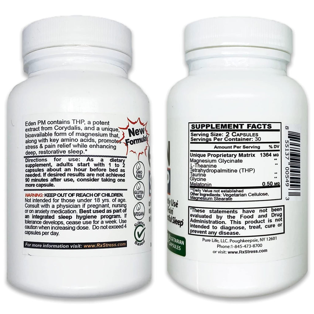 PureLife Supplements - Eden Daily Sleep [NEW GABA Free Formula] – Fall Asleep Faster, Relax Your Body, Promote Deep and Restful Sleep (60 Vegan Capsules)
