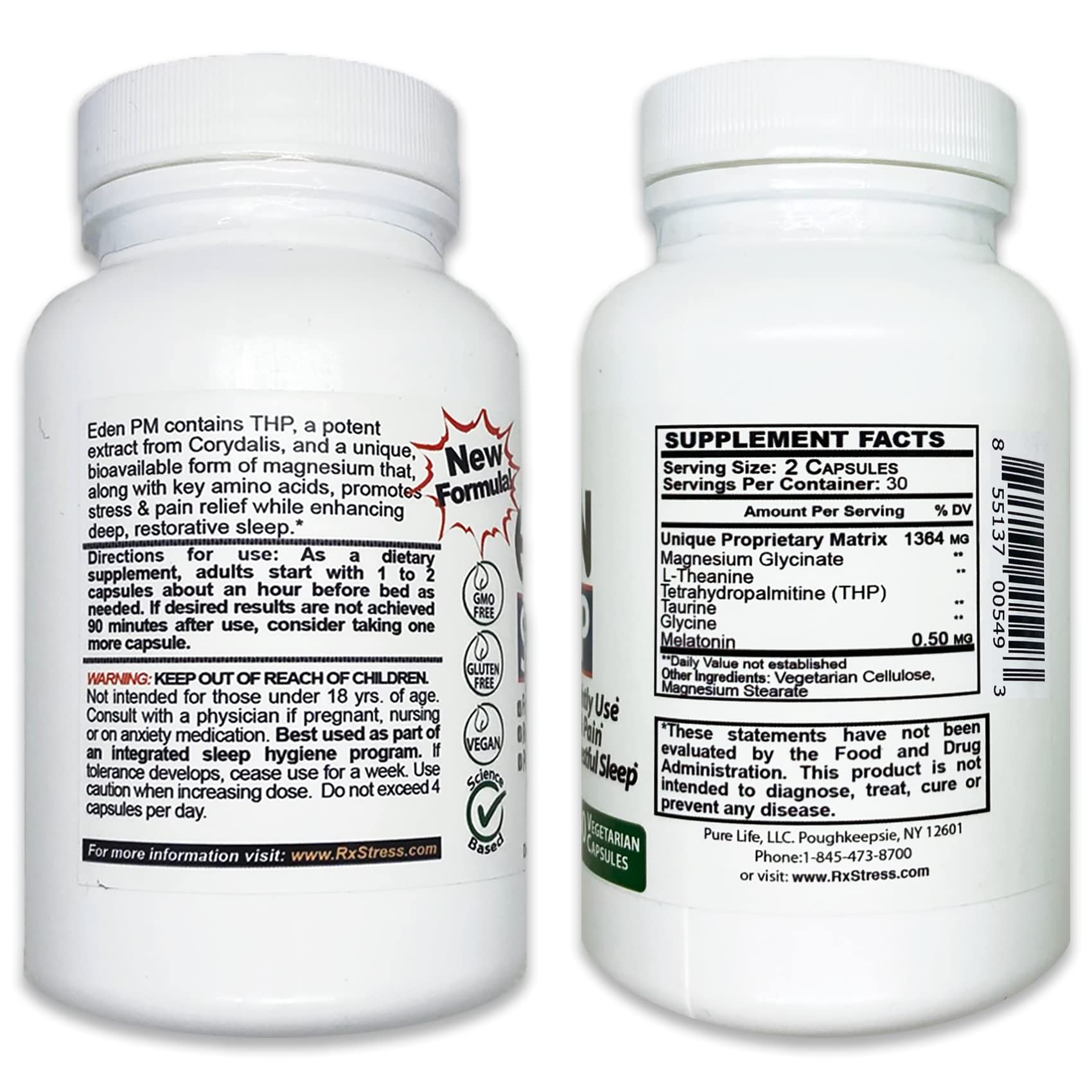 PureLife Supplements - Eden Daily Sleep [NEW GABA Free Formula] – Fall Asleep Faster, Relax Your Body, Promote Deep and Restful Sleep (60 Vegan Capsules)