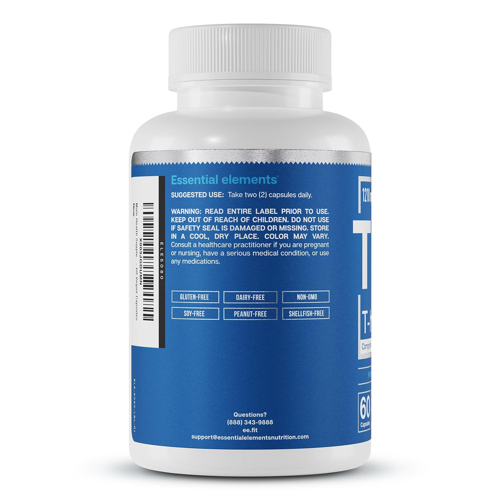 Essential Elements T-Hero - Daily Testosterone Support for Men - Promotes Vitality & Drive - with Ashwagandha, Shilajit, Boron, DIM - 60 Count - 30 Servings (2-Pack)