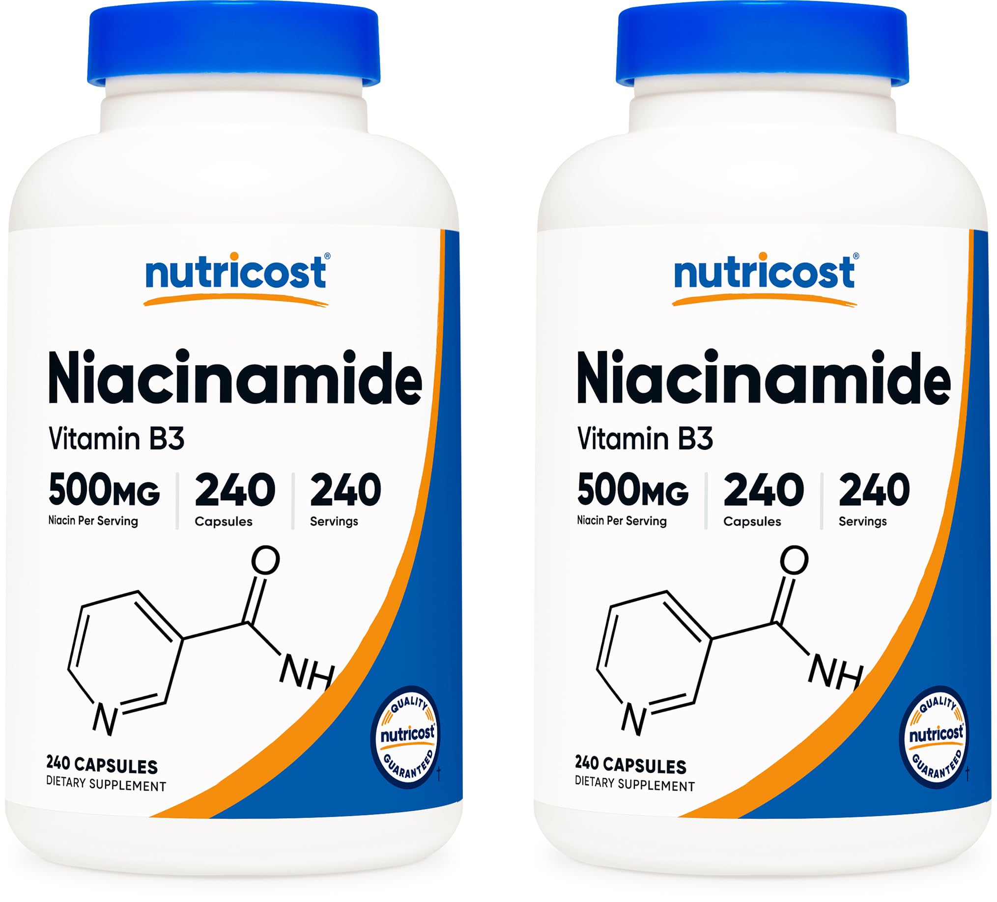 Nutricost Niacinamide (Vitamin B3) 500mg, 240 Capsules (2 Bottles)