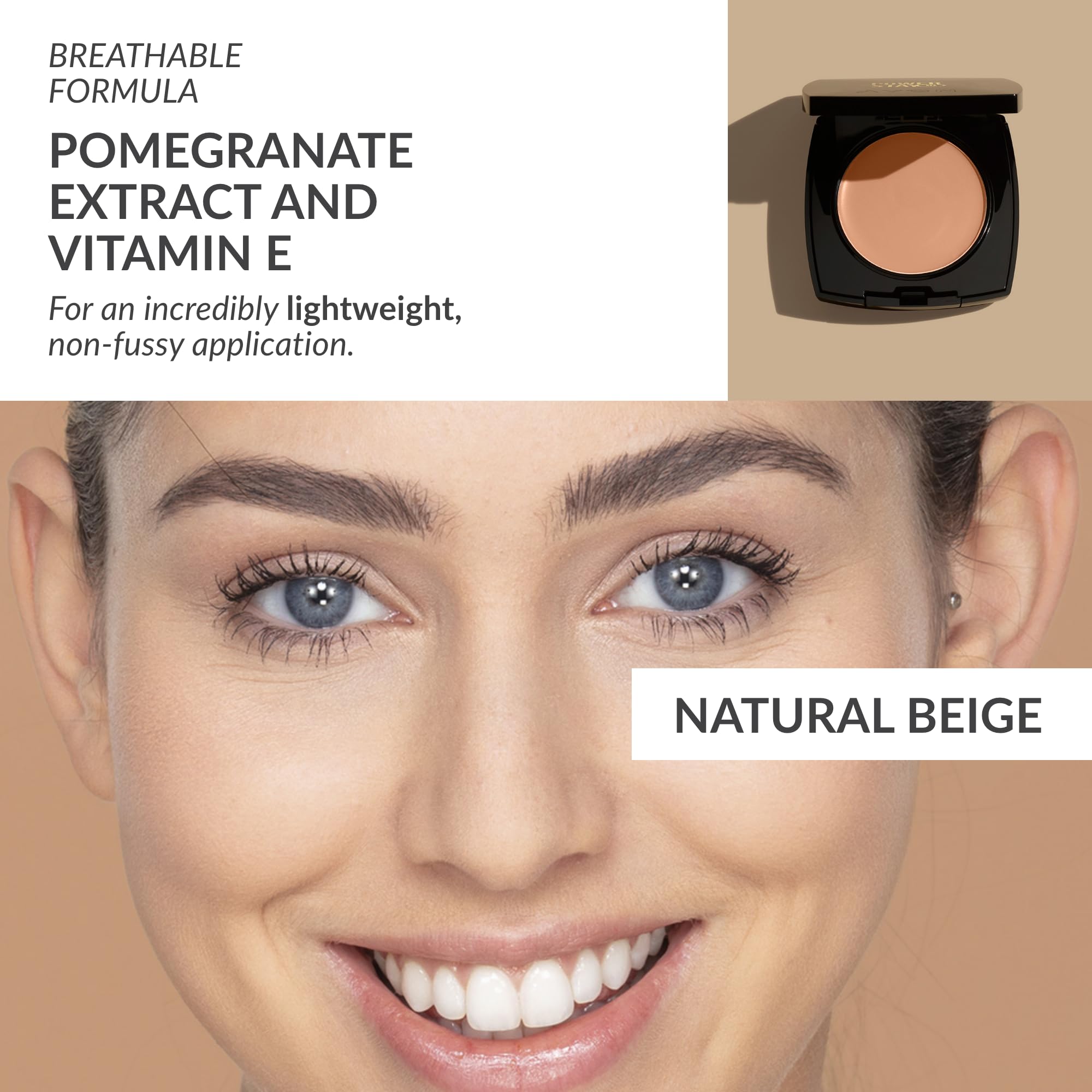 Avon True Flawless Cream To Powder Compact 3-in-1 Concealer, Foundation & Powder Natural Beige - True Blue IQ Colour Technology