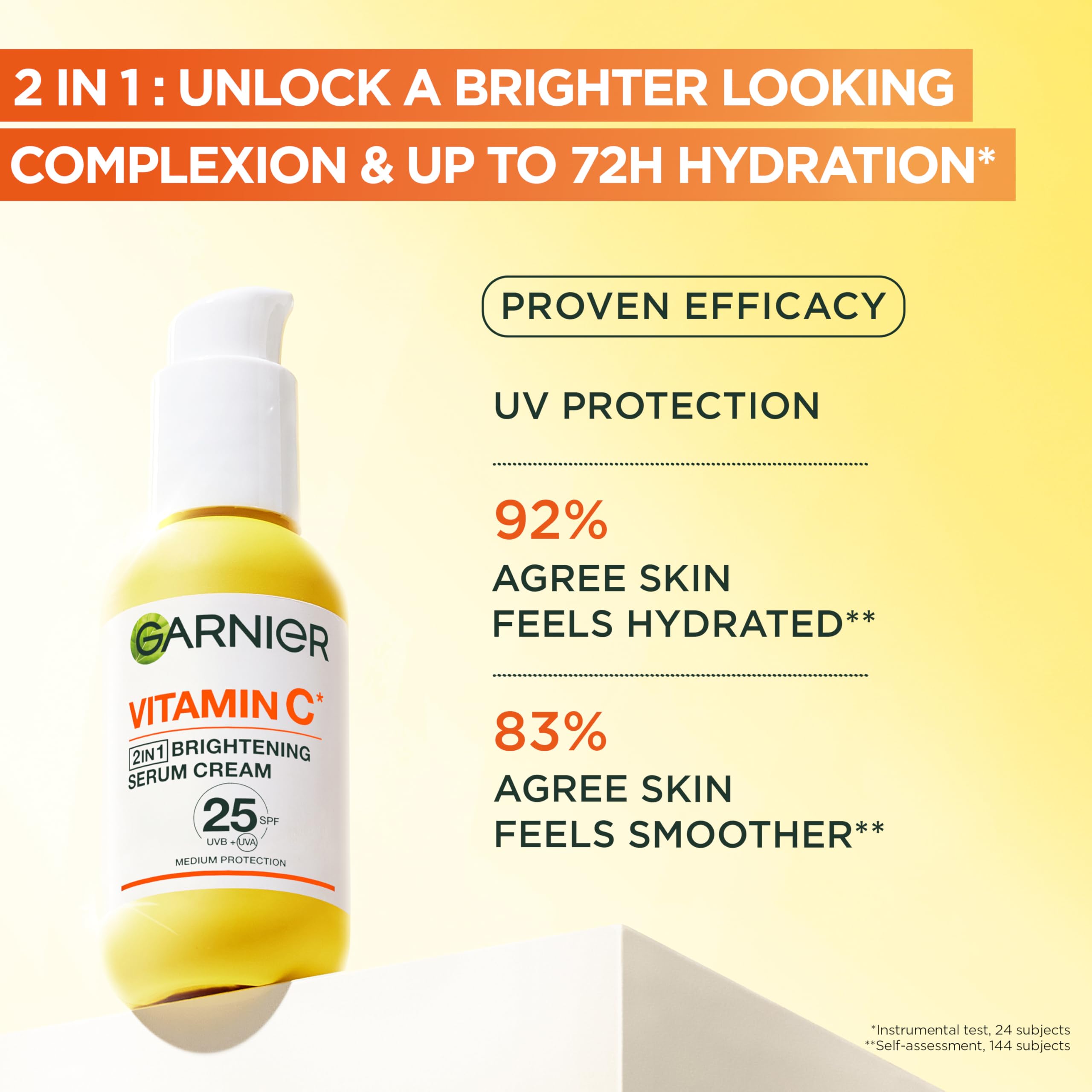 Garnier Vitamin C* Serum Cream, Brightening Face Moisturiser, SPF25, 50ml