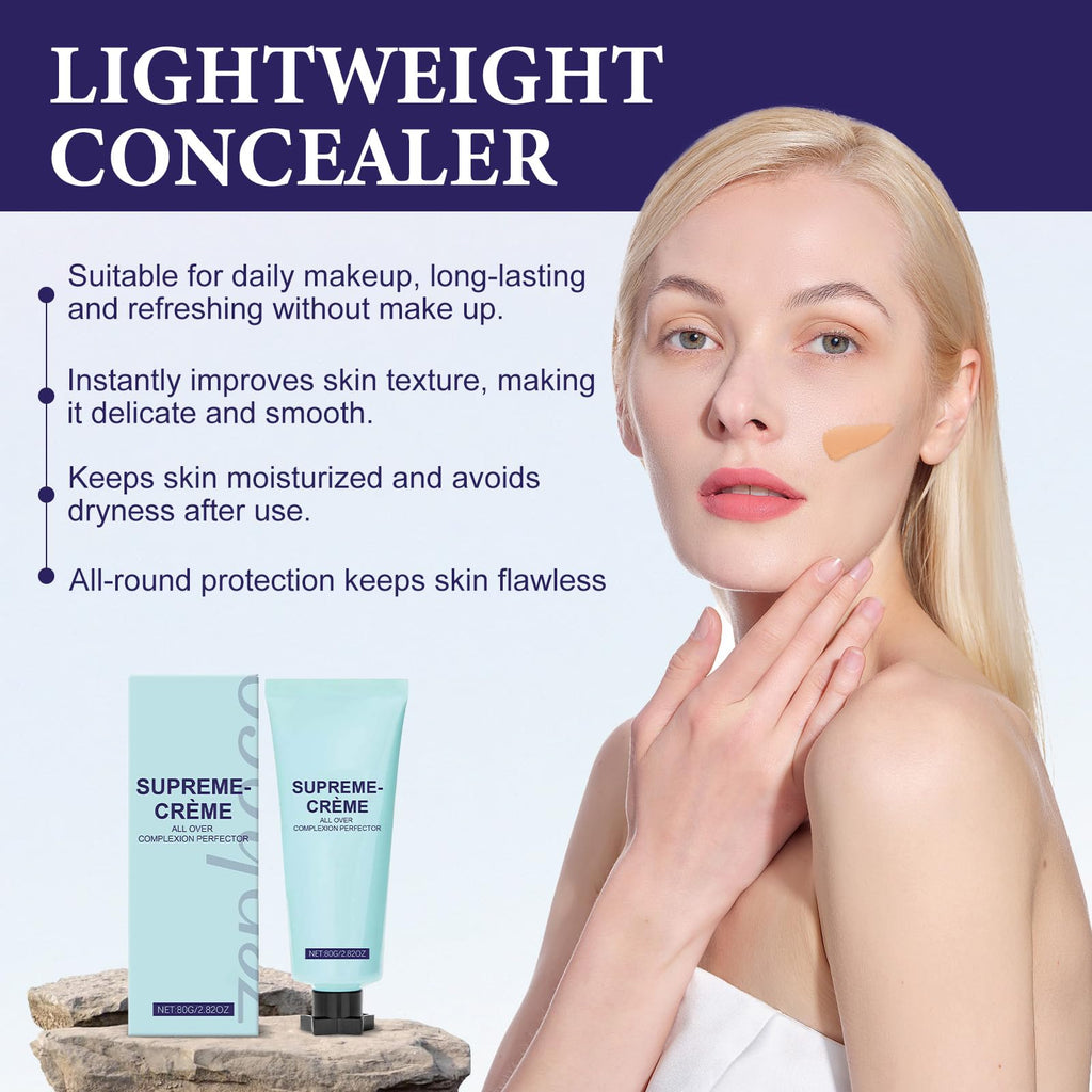 COWANIEE 2 Pcs Supreme Cream All-over Complexion Perfector Set, Waterproof & Transfer-resistant Skin Tint, Long-lasting Supreme Creme