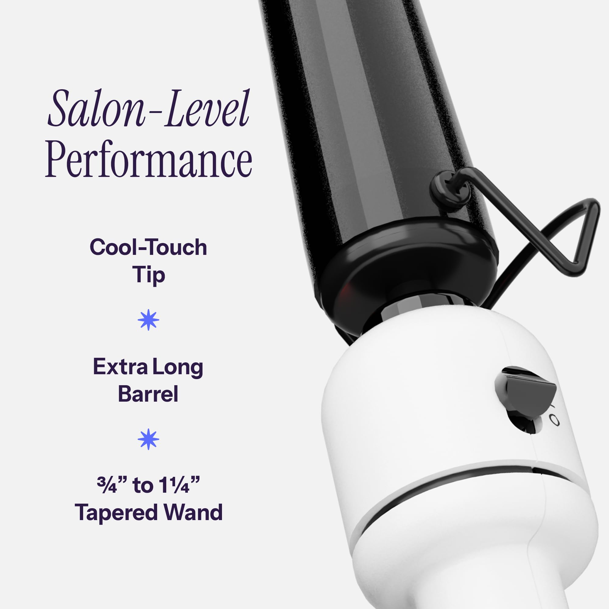 HOT TOOLS Professional Nano Ceramic Extra Long Tapered Curling Iron for Shiny Curls, 3/4 to 1 1/4 Inches