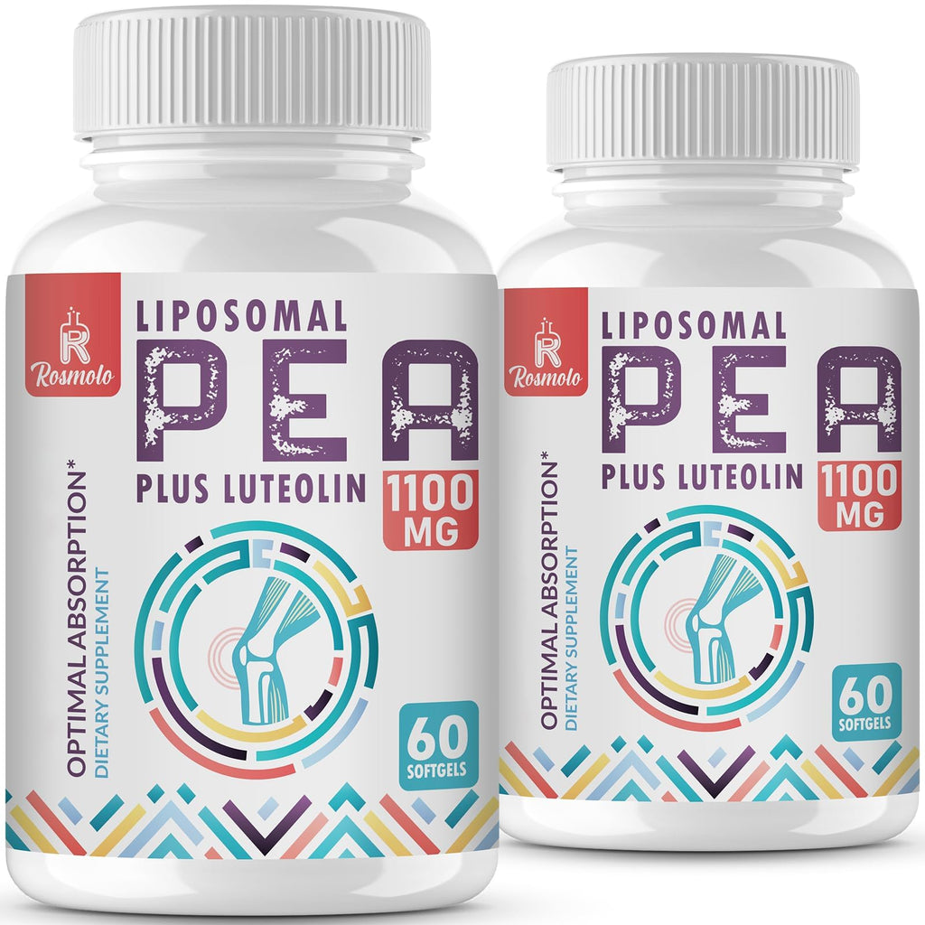 Liposomal Palmitoylethanolamide 1000 mg + Luteolin 100 mg, Micronized Pea 99% Highly Purified - Enhanced Absorption and Bioavailability, 120 Softgels