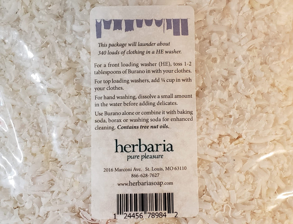 Herbaria Burano Laundry Soap 5 pounds. Handcrafted All-Natural Fragrance-Free.
