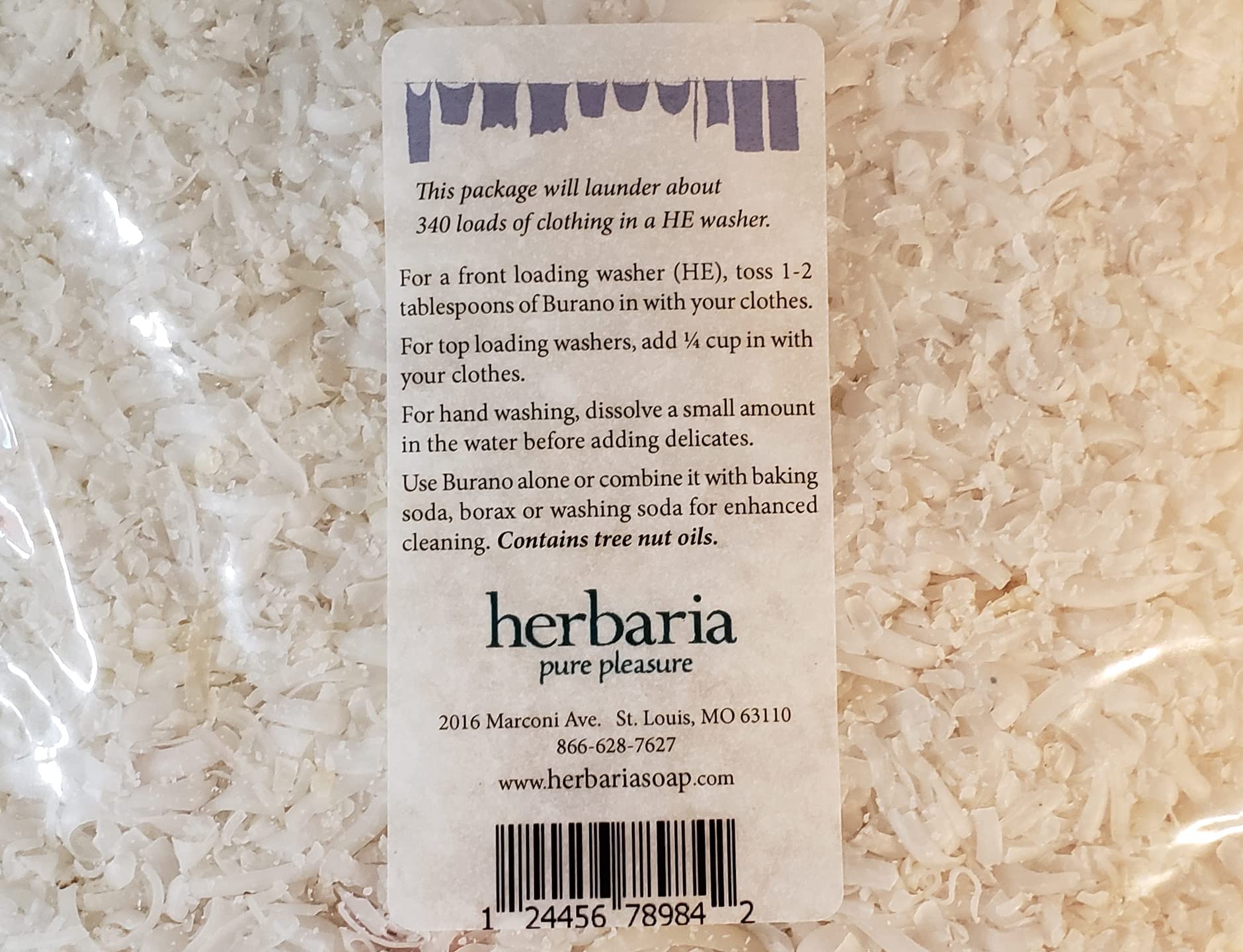 Herbaria Burano Laundry Soap 5 pounds. Handcrafted All-Natural Fragrance-Free.