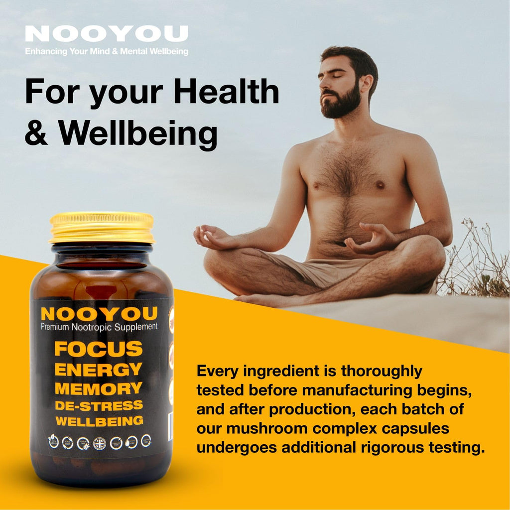 Lions Mane, Ashwagandha, Alpha GPC, Reishi, Ginger Root, 9 in 1, 1500mg Nootropic Brain Supplement Mushroom Complex Increase Energy, Focus, Memory & Wellbeing Formula, 60 Capsules 1500mg by NOOYOU