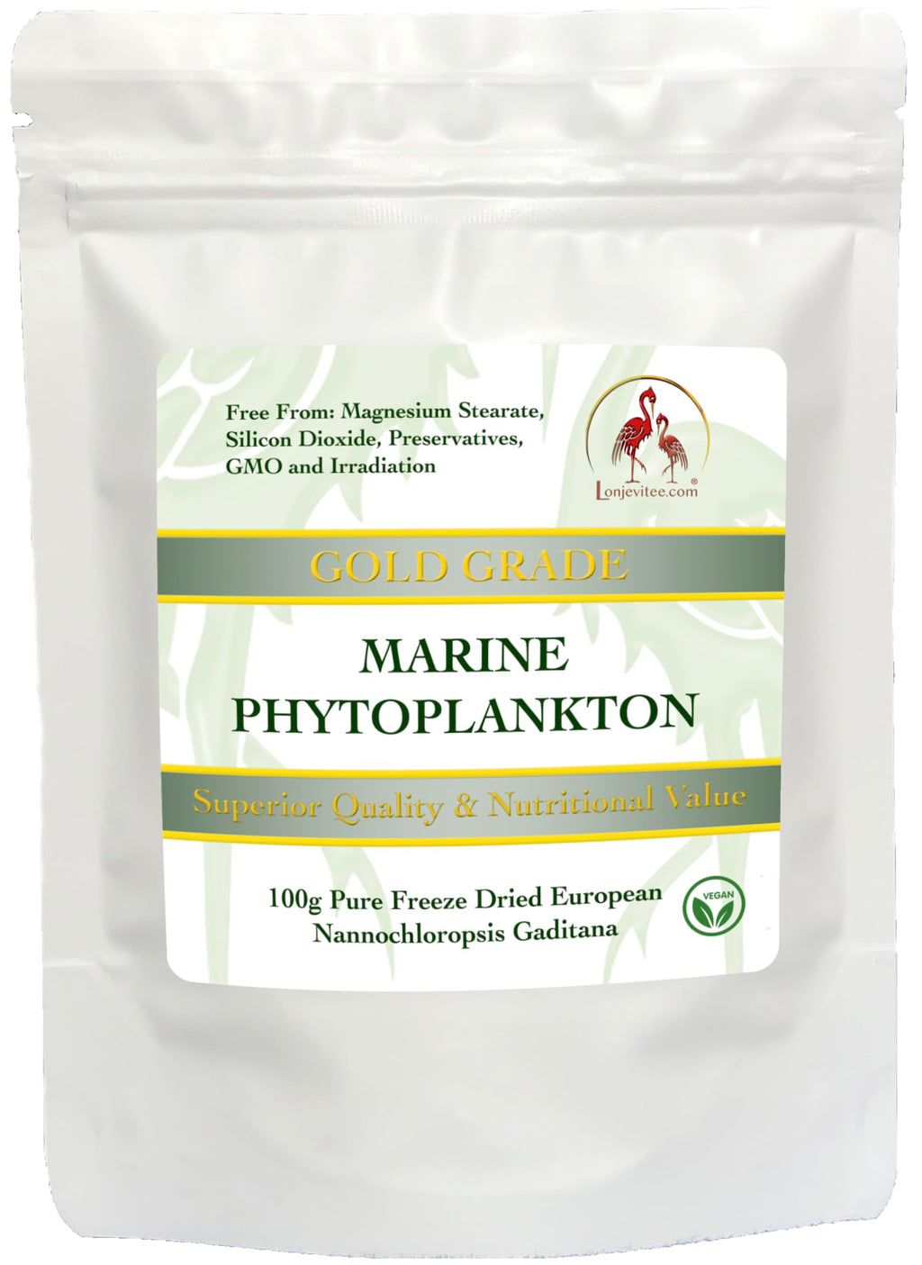 Lonjevitee Phytoplankton - Gold Grade, Pure Freeze Dried Powder - 100g Pouch
