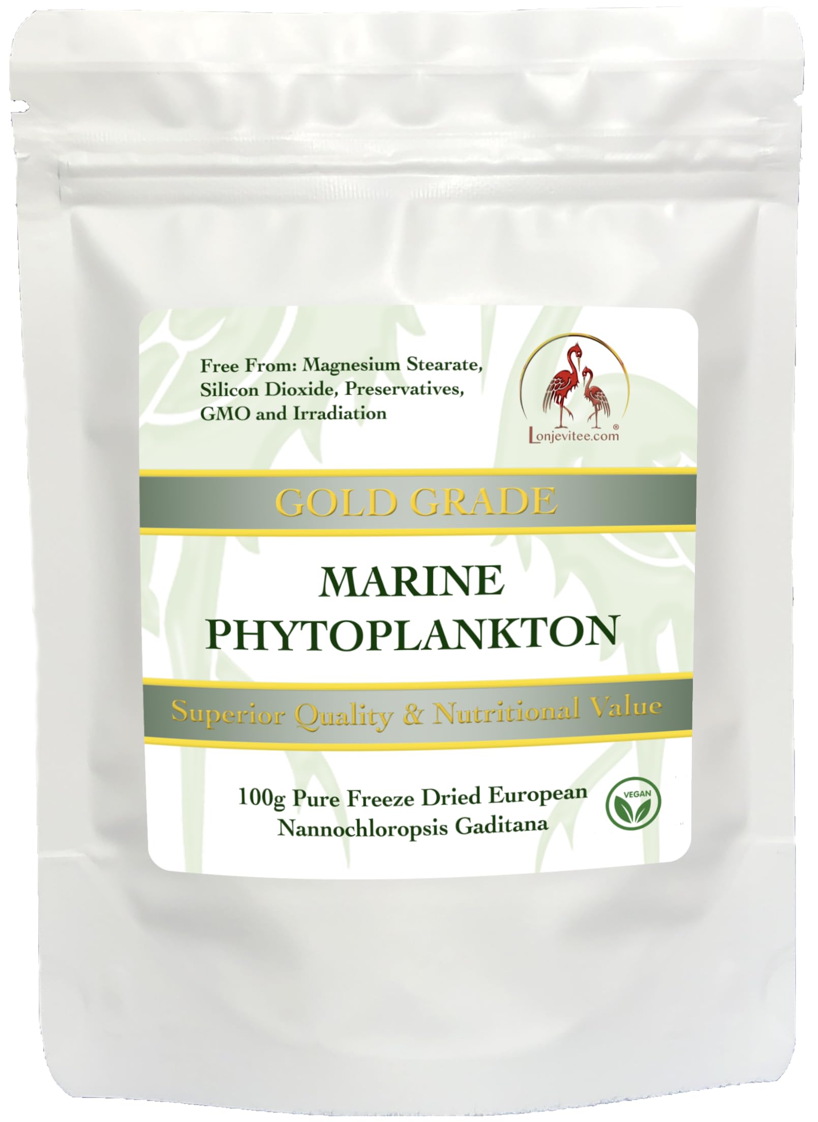 Lonjevitee Phytoplankton - Gold Grade, Pure Freeze Dried Powder - 100g Pouch