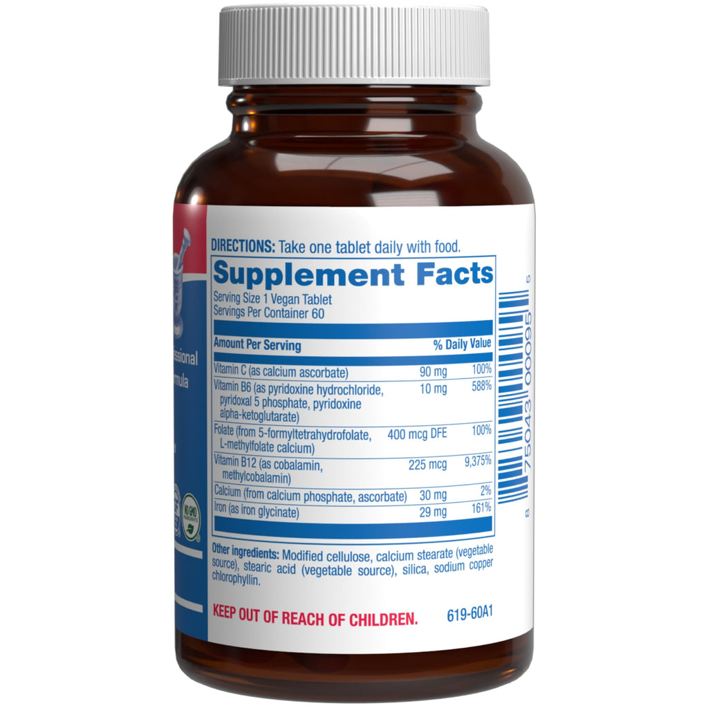 Slow Release Iron Supplement with Vitamin C - High Absorption Gentle Iron with Vitamin C for Women with Methyl B Complex for Maximum Benefits - Stomach Friendly Vegan & Made in The USA - 60 Servings