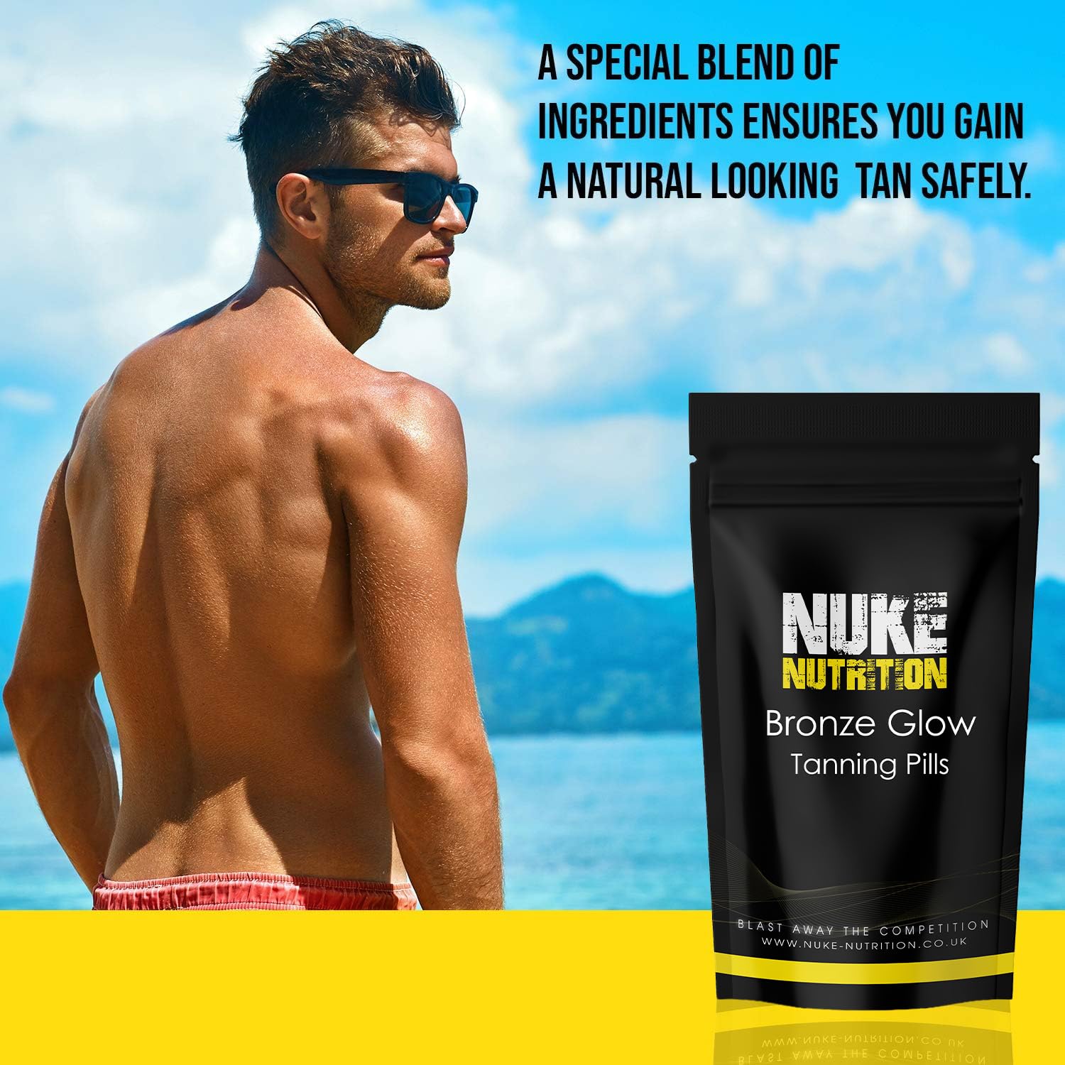 Nuke Nutrition Tanning Tablets x180 - Tanning Tablets Fast Tan Without Sun - Natural Tanning Accelerator Supplement For Your Bronze Glow - Tan Optimizer for a Sunkissed Glow - Lotion & Oil Alternative
