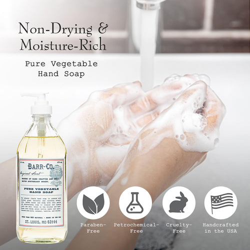 BARR-CO. Hand Soap – Natural Liquid Soap with Oat, Vanilla & Vetiver, Moisturizing Vegan Formula for Bathroom & Kitchen, Original Scent 16fl oz