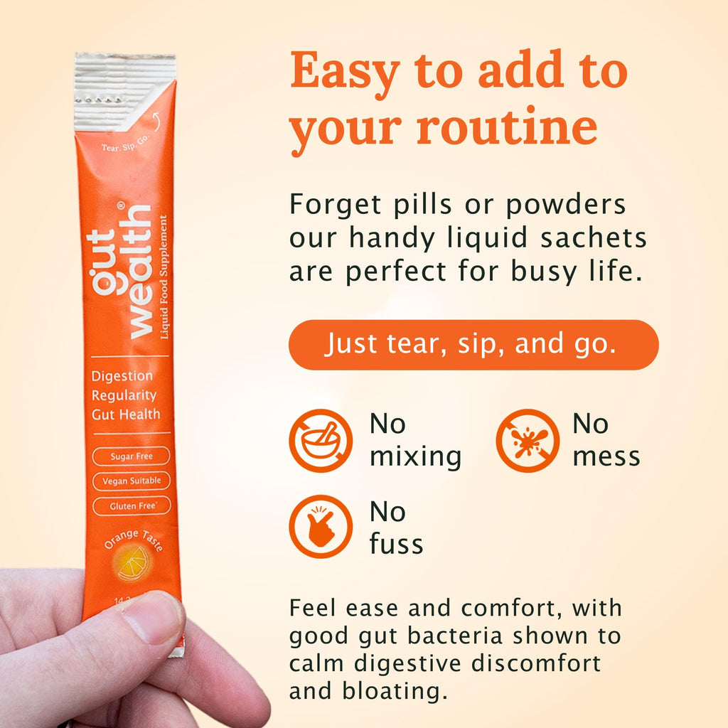 Gut Wealth 4 Week Orange Daily Sachets for Gut Health, Digestion & IBS