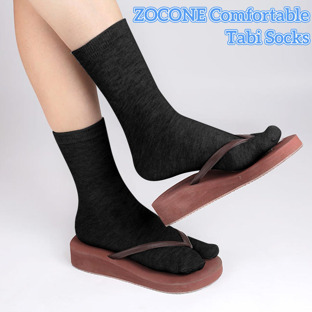 ZOCONE 7 Pairs Flip Flop Socks Black Split Toe Socks Cotton Two Toe Socks for Women Men, Novelty Flip Flop Tabi Socks for Sandal Flip-flops, Ankle Two-toed Tabi Socks for Separate Toes, UK 4-6